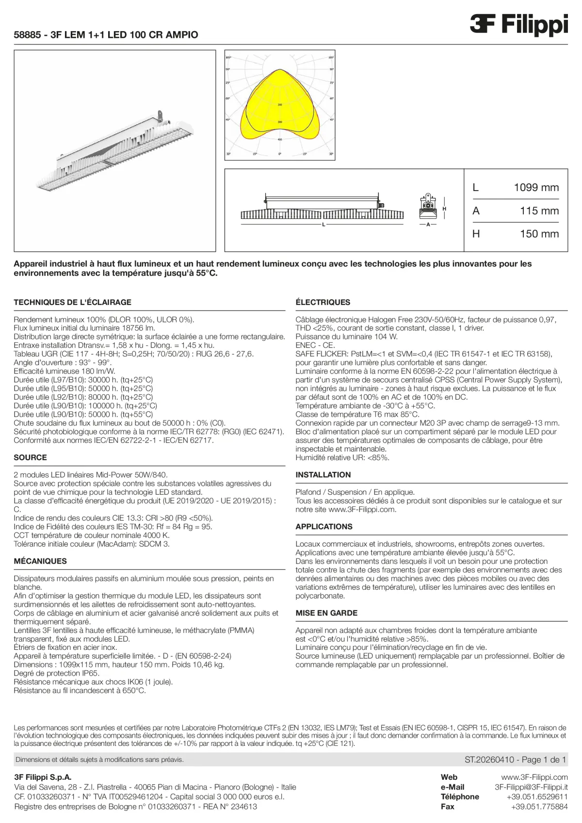 58885 - 3F LEM 1+1 LED 100 CR AMPIO - Datasheet - fr