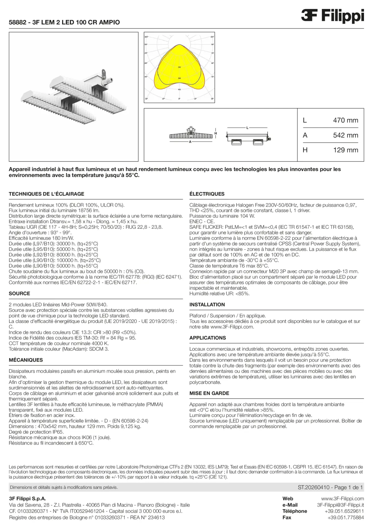 58882 - 3F LEM 2 LED 100 CR AMPIO - Datasheet - fr