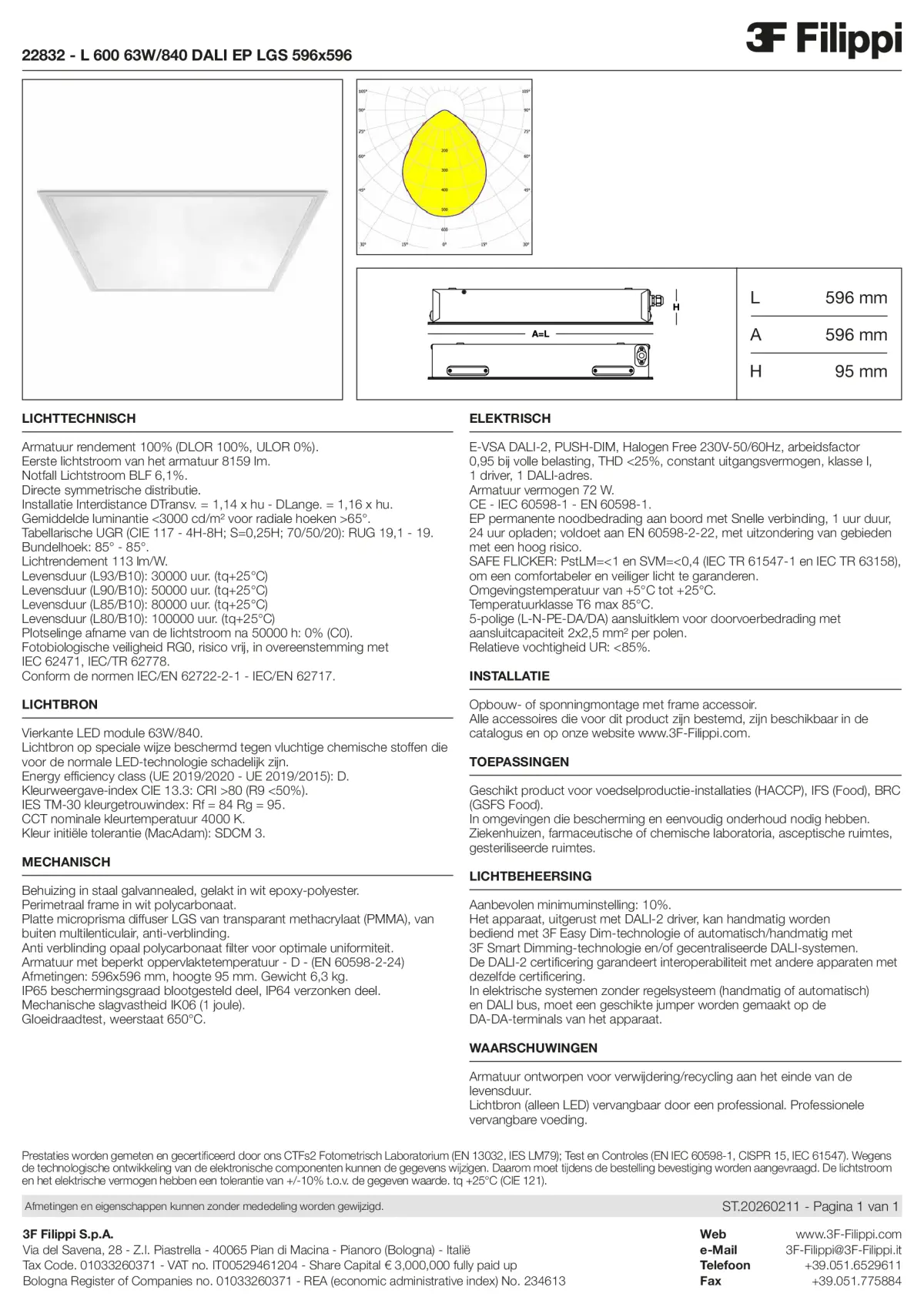 22832 - L 600 63W-840 DALI EP LGS 596x596 - Datasheet - nl