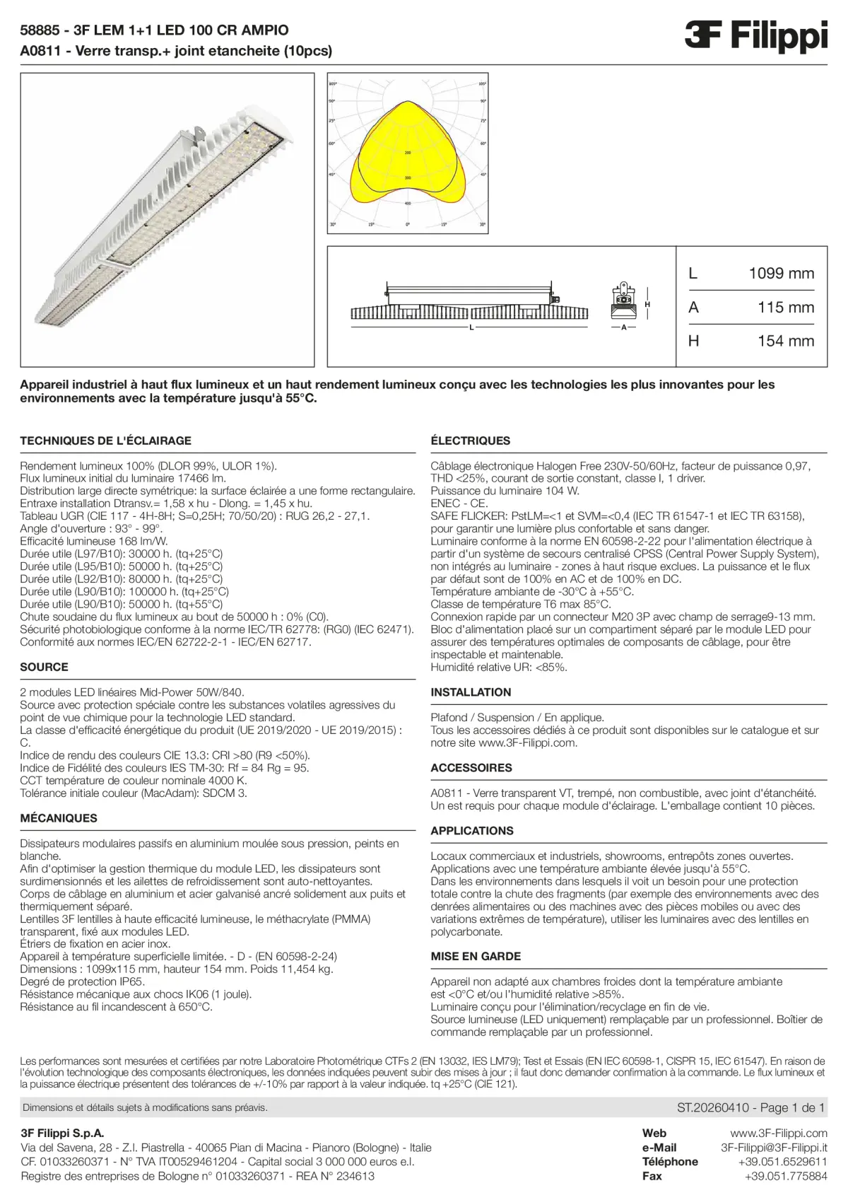 58885+A0811 - 3F LEM 1+1 LED 100 CR AMPIO + VT - Datasheet - fr