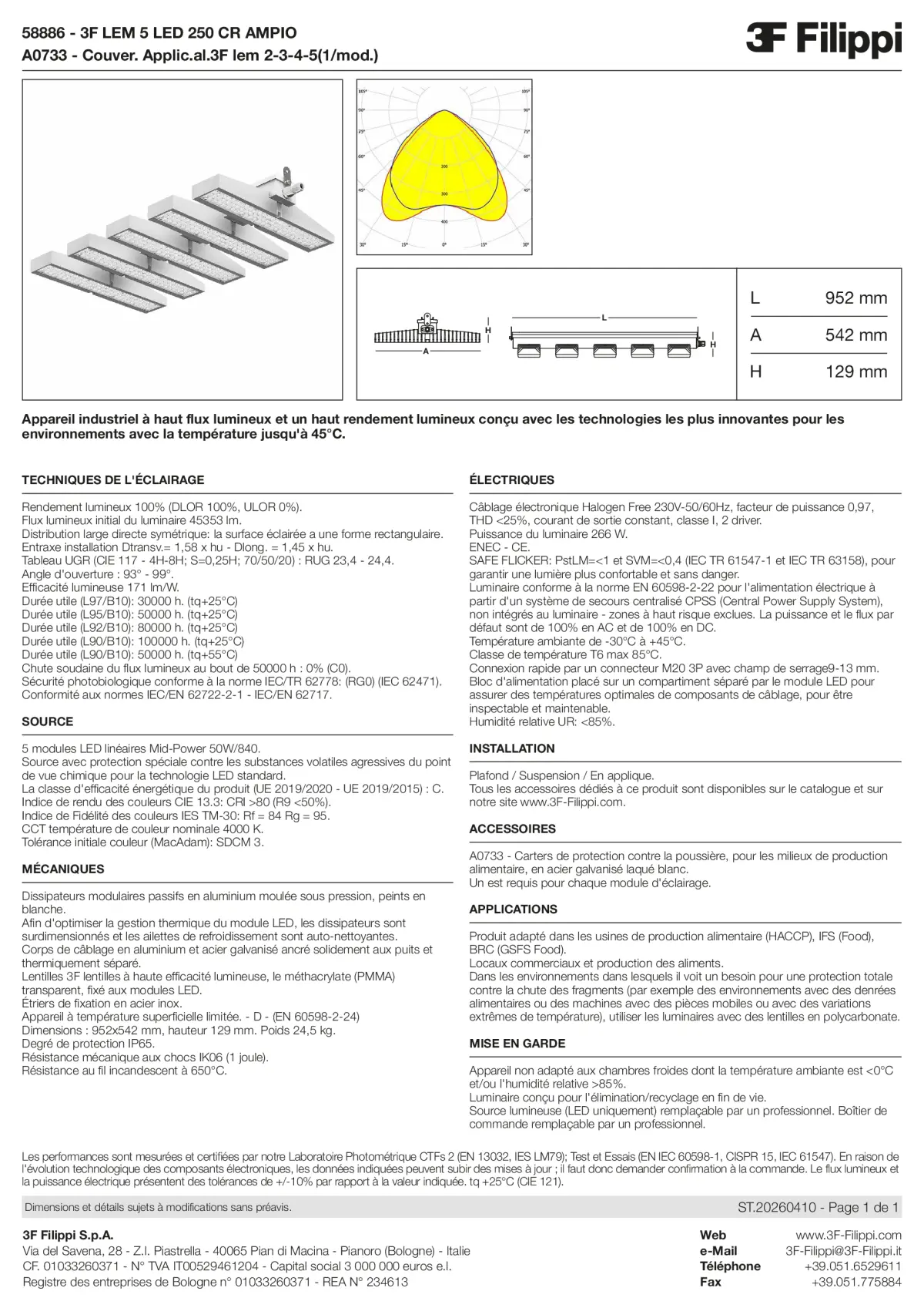 58886+A0733 - 3F LEM 5 LED 250 CR AMPIO + FOOD - Datasheet - fr