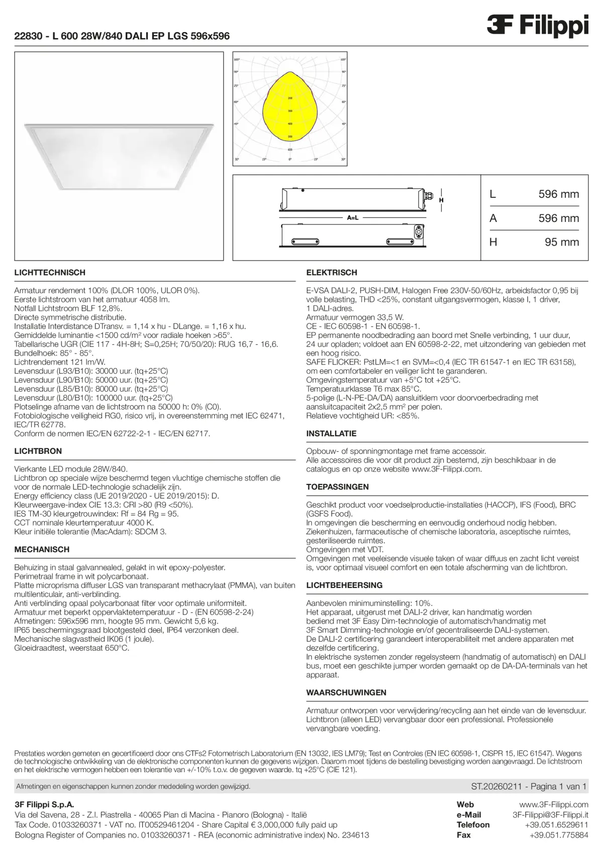 22830 - L 600 28W-840 DALI EP LGS 596x596 - Datasheet - nl