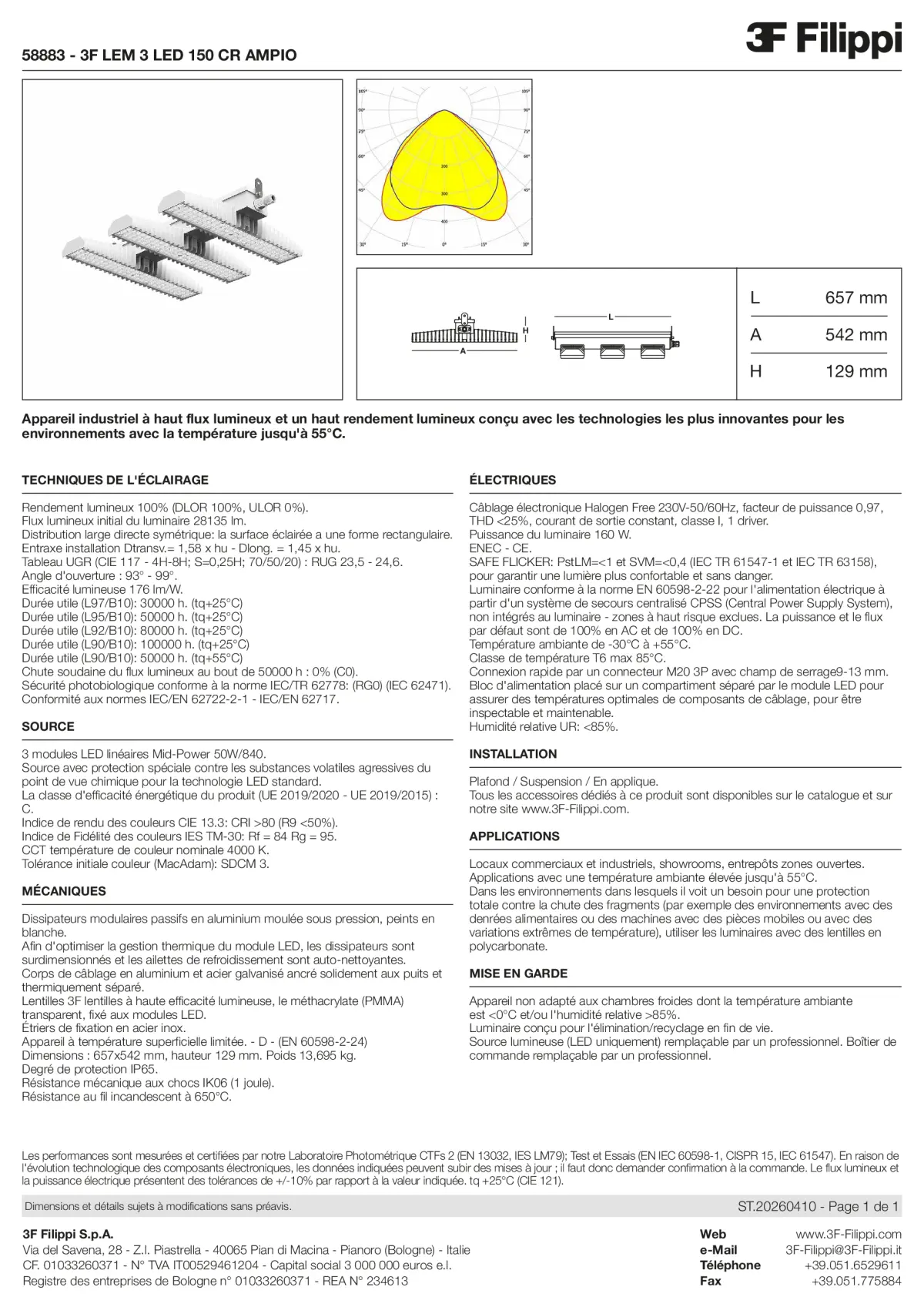 58883 - 3F LEM 3 LED 150 CR AMPIO - Datasheet - fr