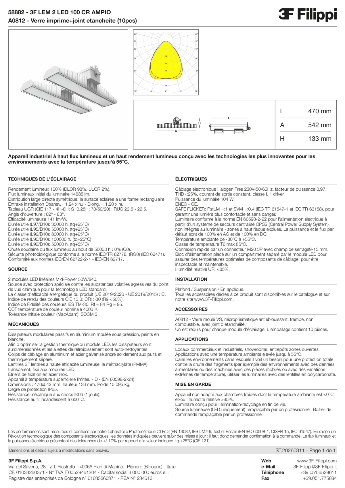 58882+A0812 - 3F LEM 2 LED 100 CR AMPIO + VS - Datasheet - fr