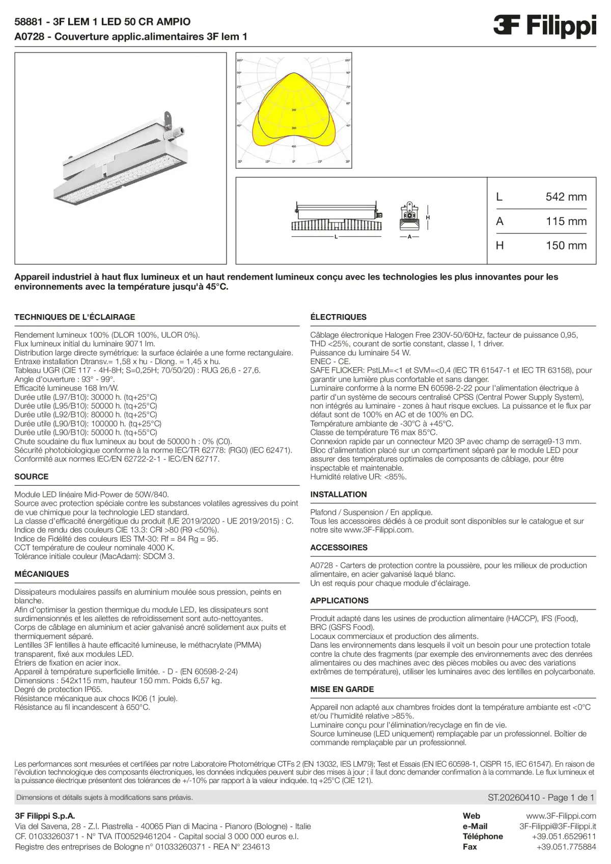 58881+A0728 - 3F LEM 1 LED 50 CR AMPIO + FOOD - Datasheet - fr