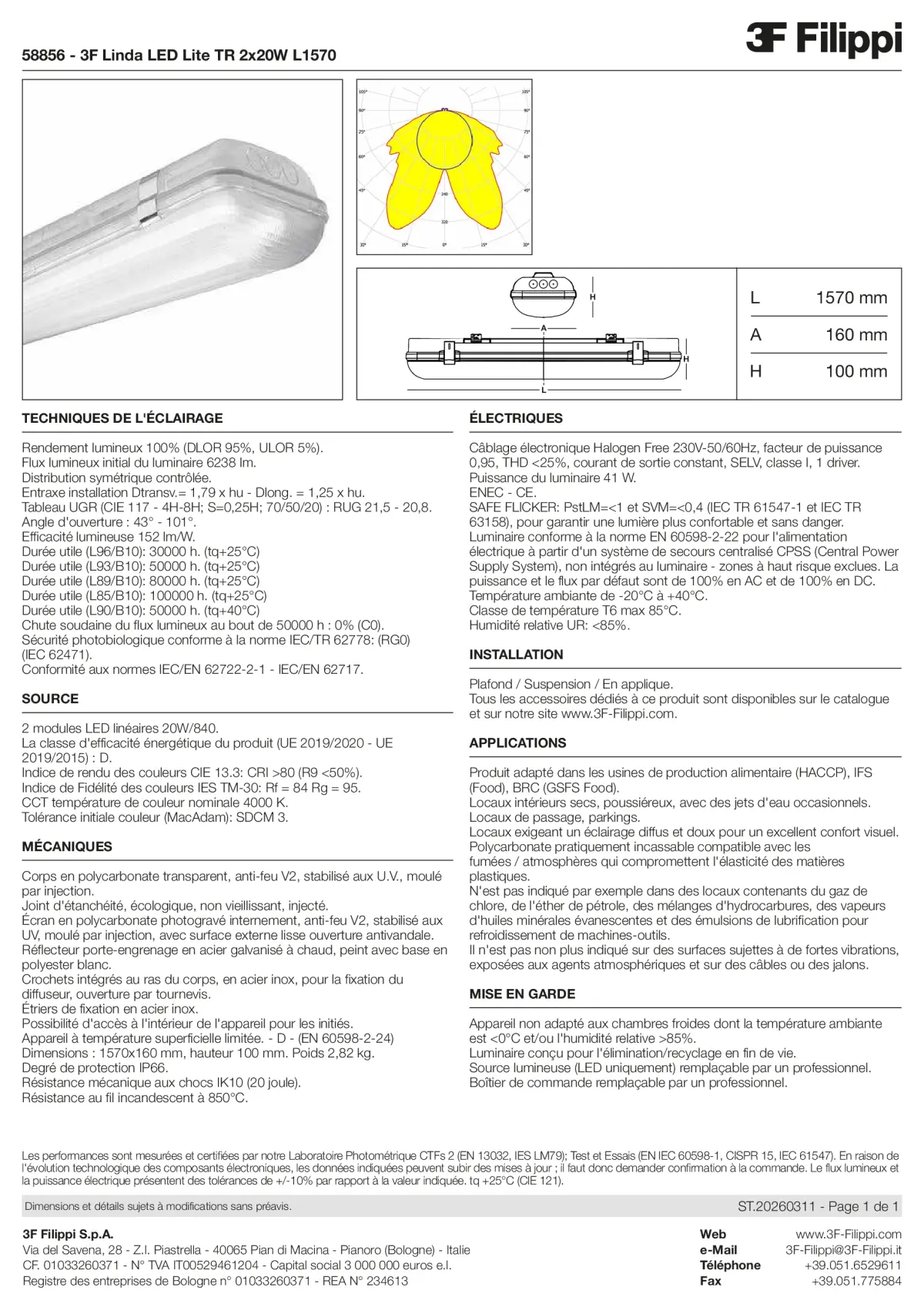 58856 - 3F Linda LED Lite TR 2x20W L1570 - Datasheet - fr