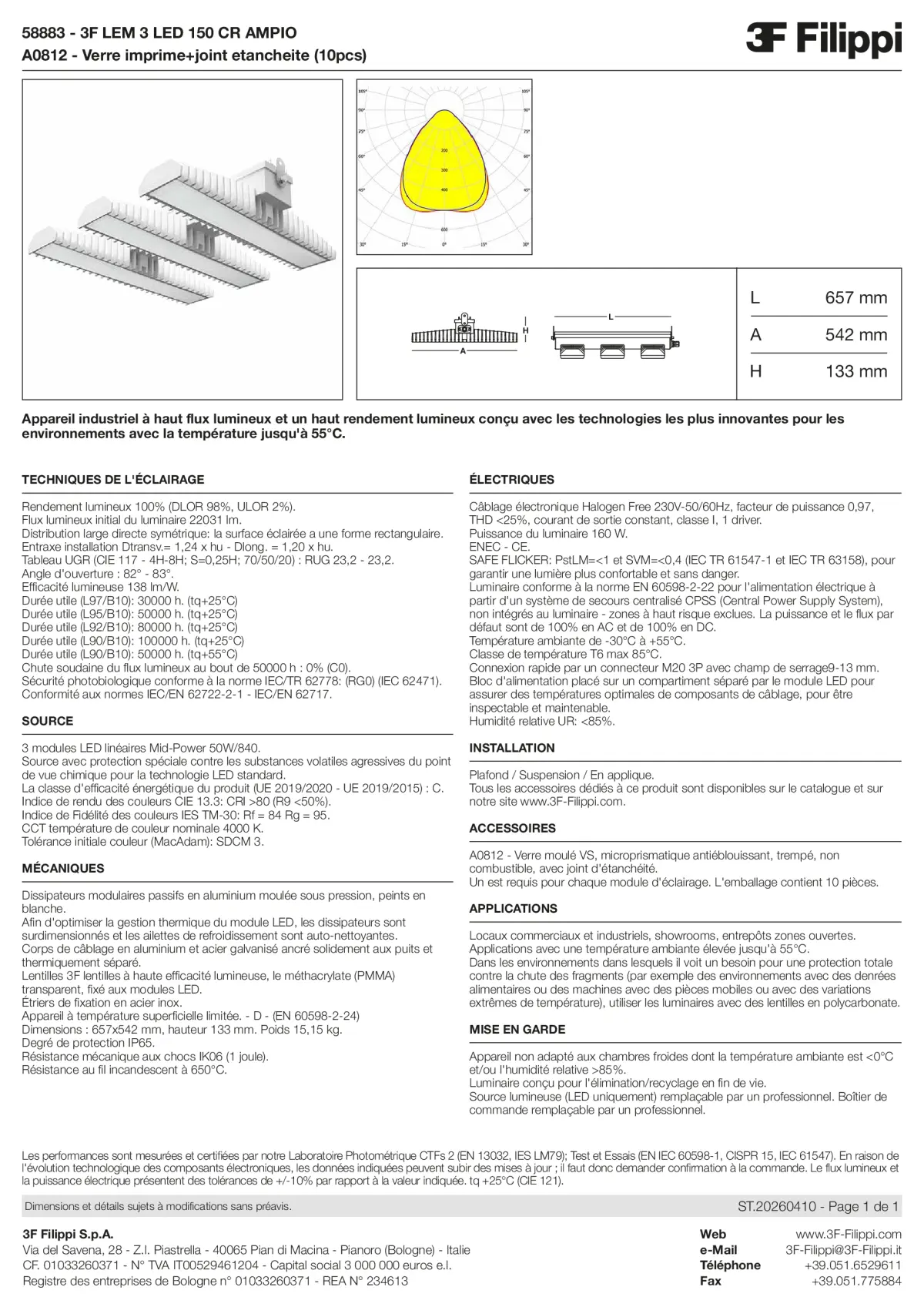 58883+A0812 - 3F LEM 3 LED 150 CR AMPIO + VS - Datasheet - fr