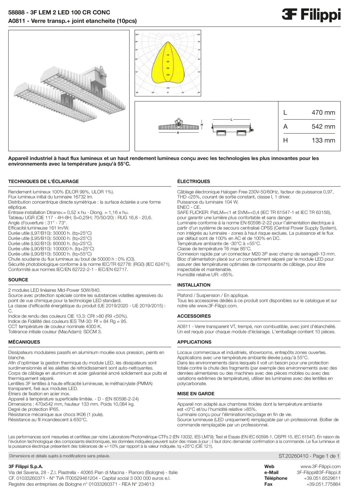 58888+A0811 - 3F LEM 2 LED 100 CR CONC + VT - Datasheet - fr