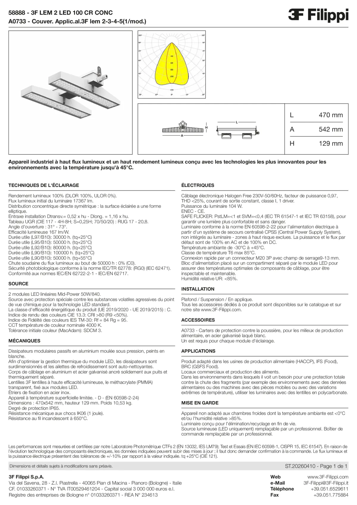 58888+A0733 - 3F LEM 2 LED 100 CR CONC + FOOD - Datasheet - fr