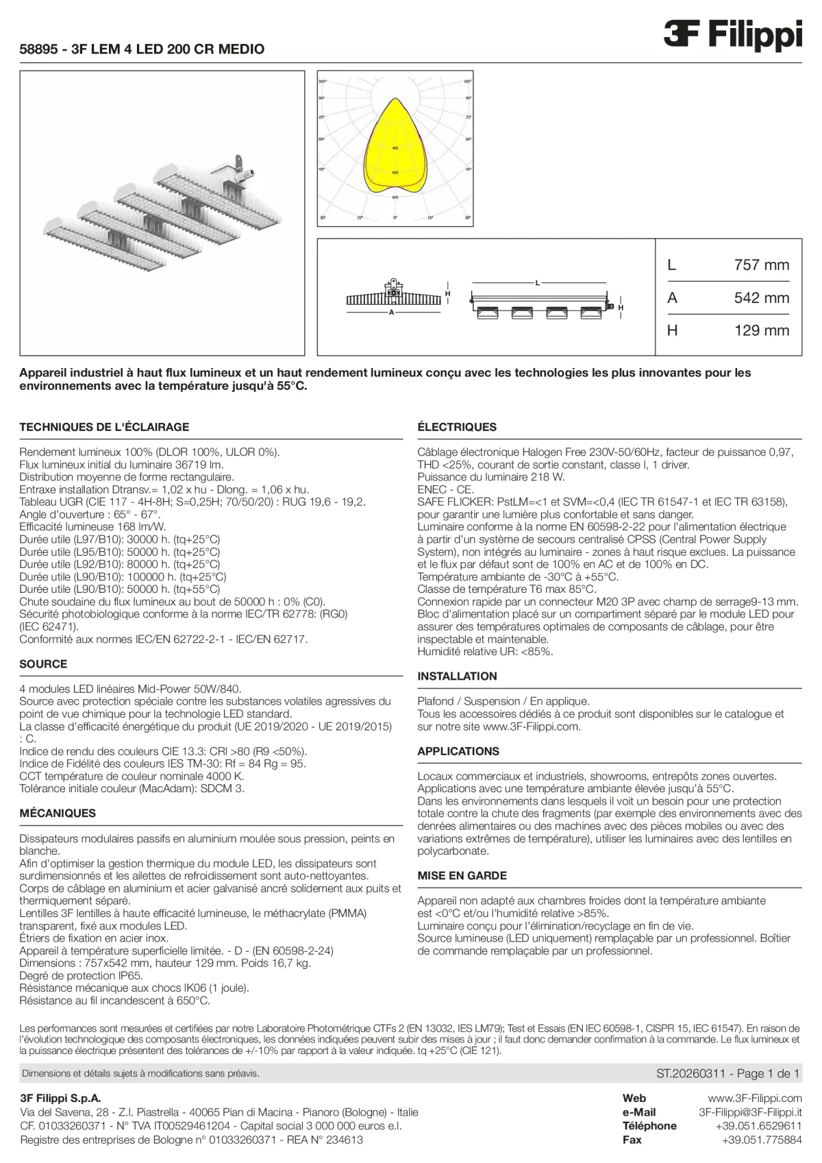 58895 - 3F LEM 4 LED 200 CR MEDIO - Datasheet - fr