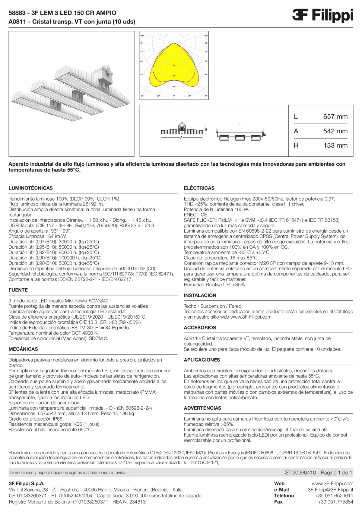 58883+A0811 - 3F LEM 3 LED 150 CR AMPIO + VT - Datasheet - es