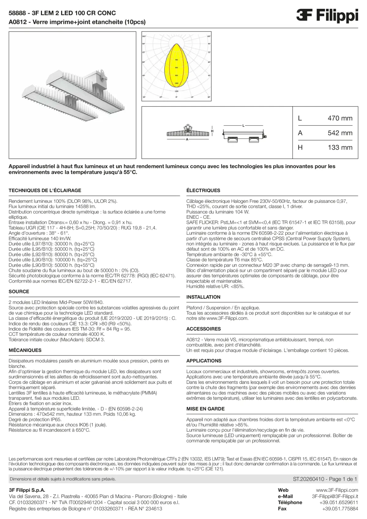 58888+A0812 - 3F LEM 2 LED 100 CR CONC + VS - Datasheet - fr