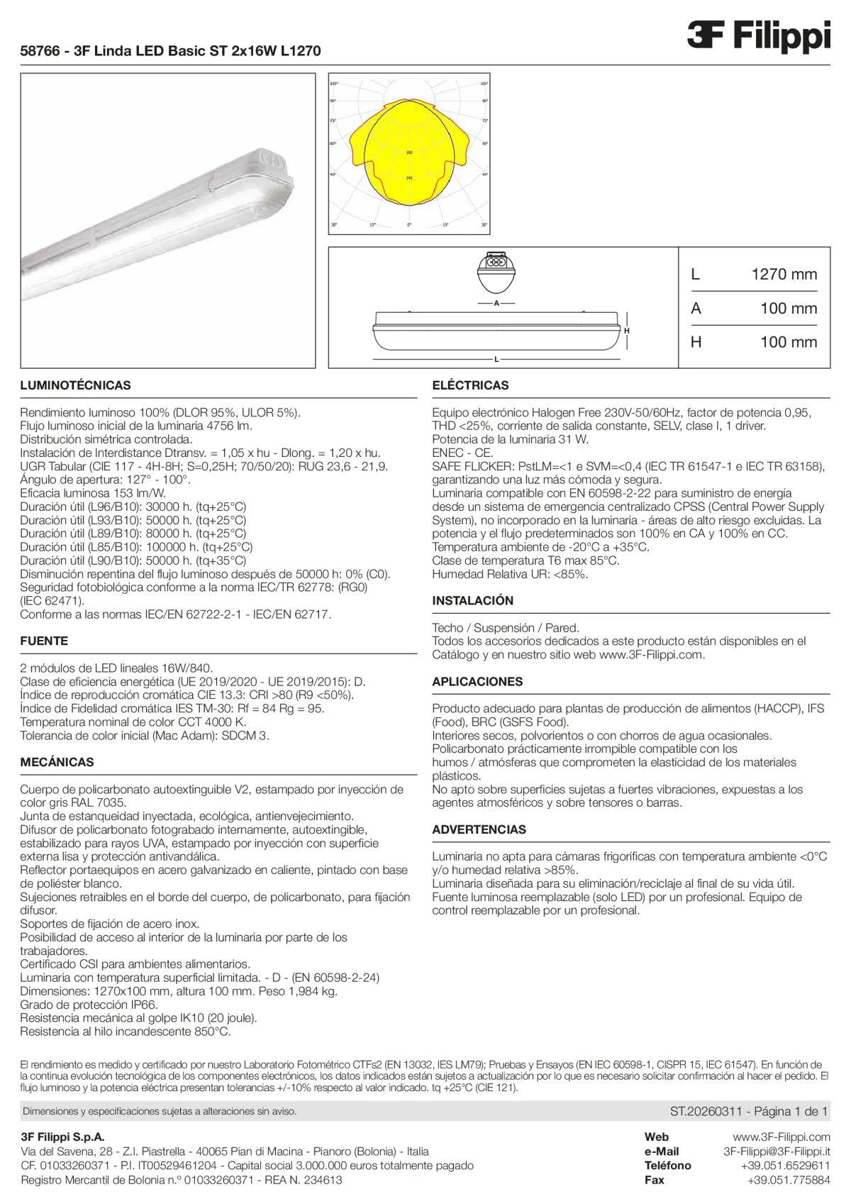 58766 - 3F Linda LED Basic ST 2x16W L1270 - Datasheet - es