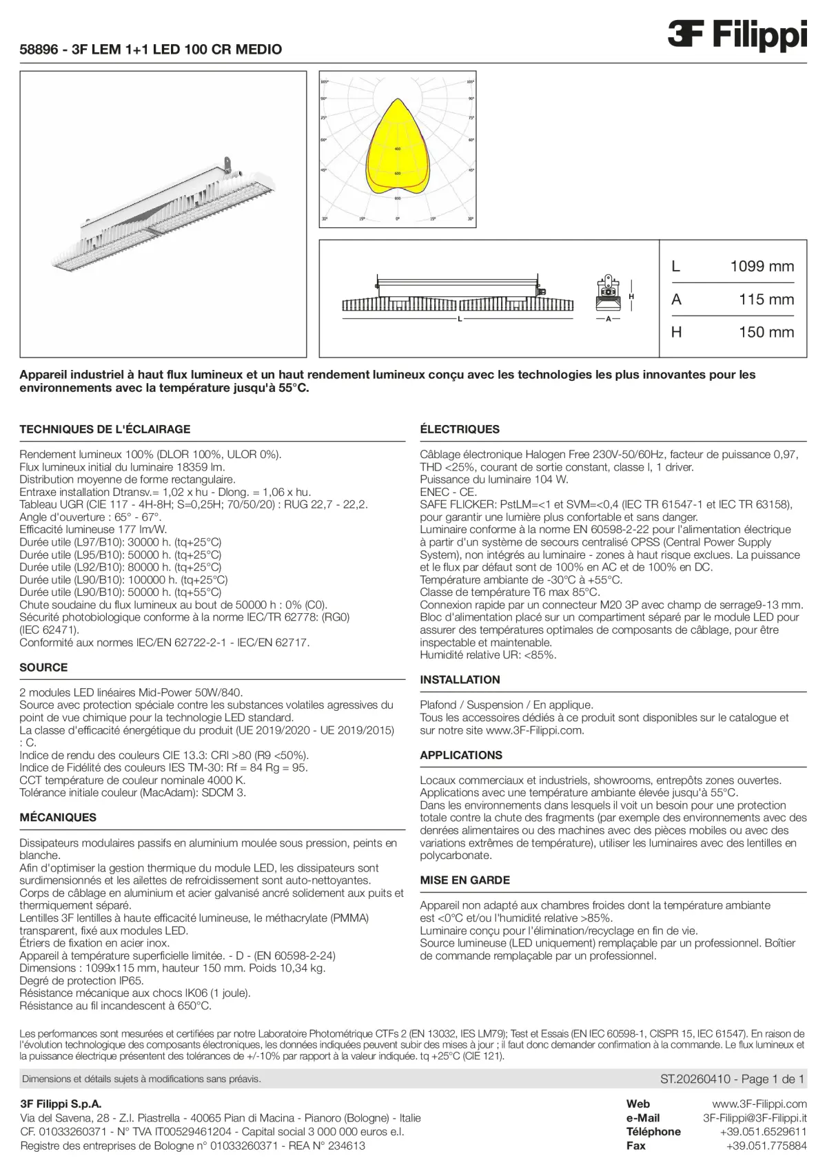 58896 - 3F LEM 1+1 LED 100 CR MEDIO - Datasheet - fr