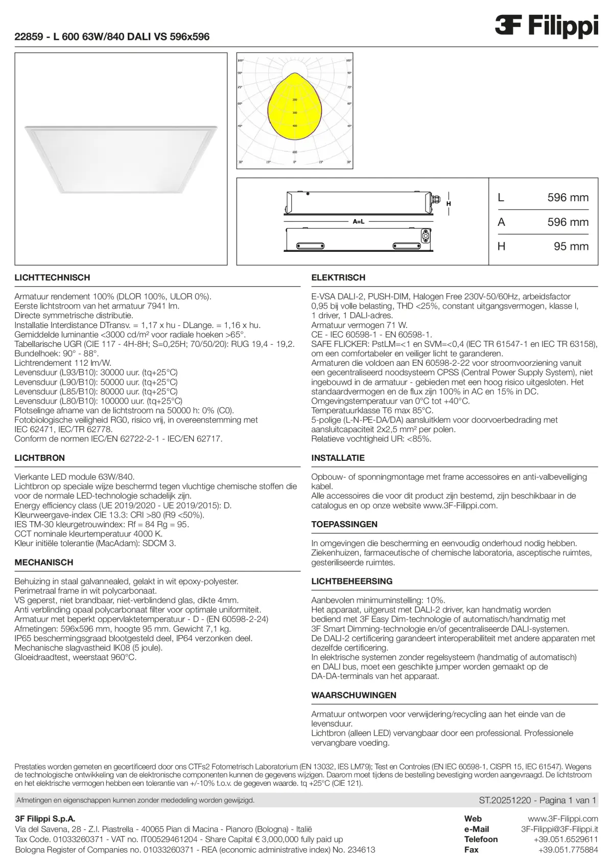 22859 - L 600 63W-840 DALI VS 596x596 - Datasheet - nl