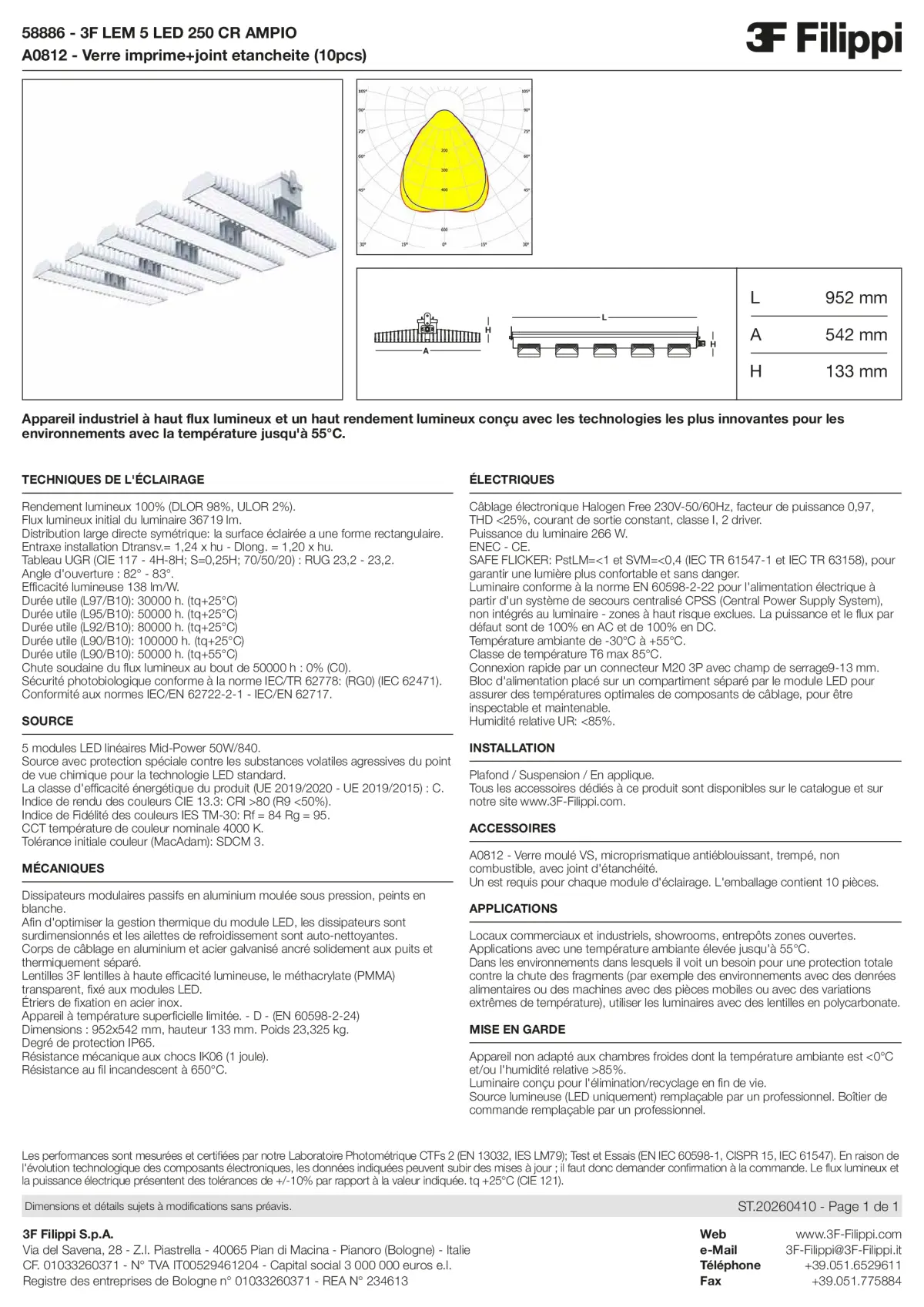 58886+A0812 - 3F LEM 5 LED 250 CR AMPIO + VS - Datasheet - fr