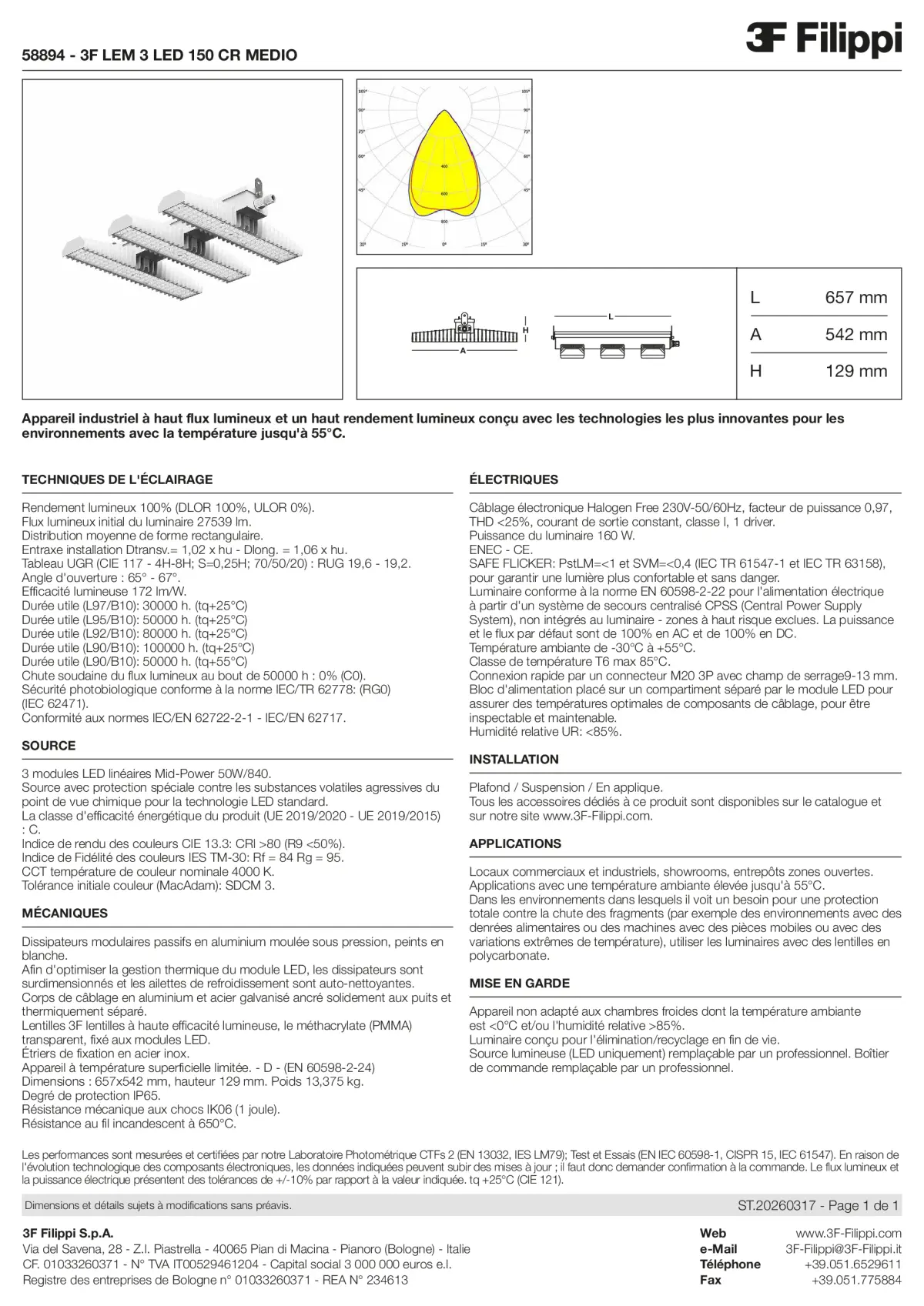 58894 - 3F LEM 3 LED 150 CR MEDIO - Datasheet - fr