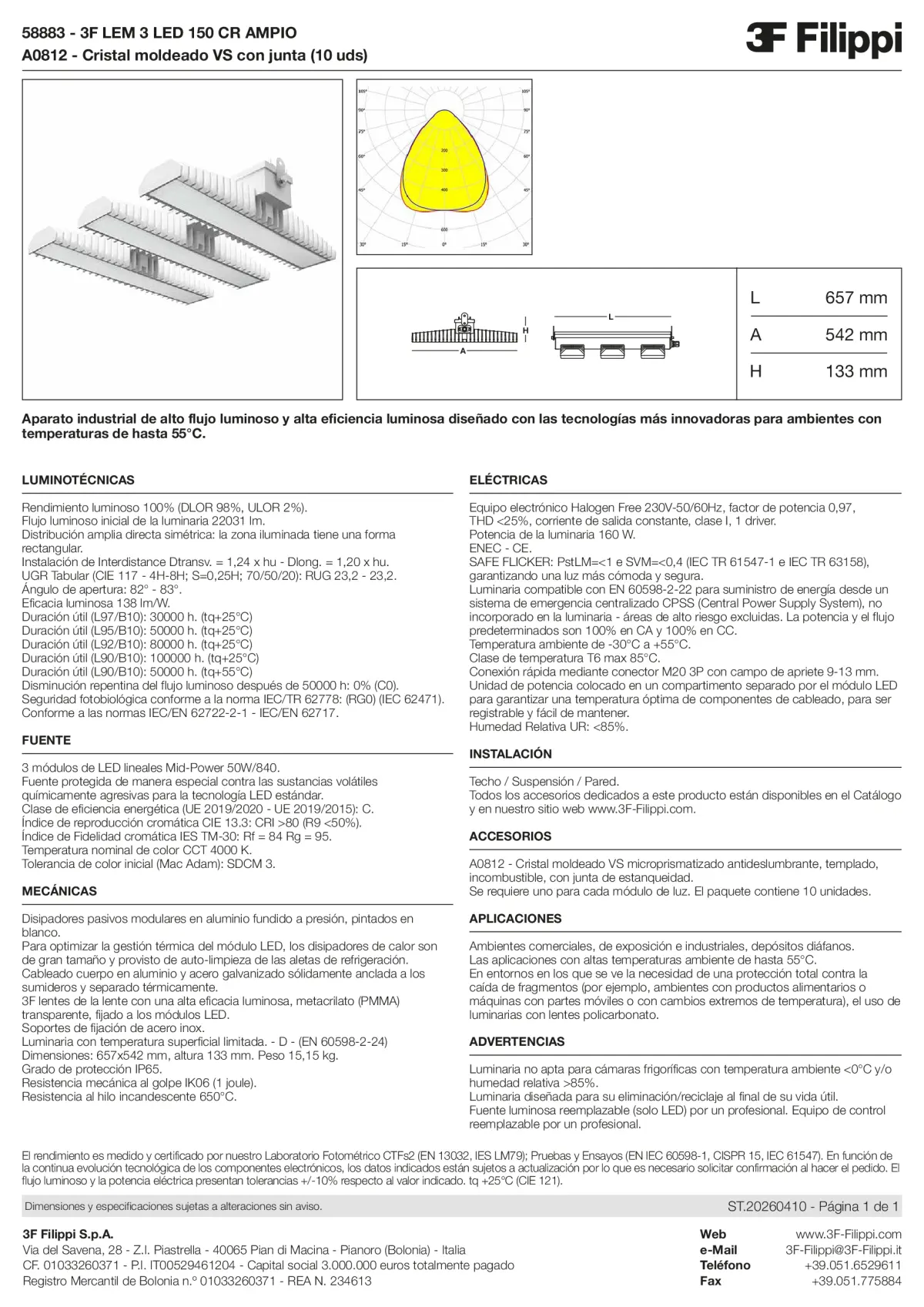 58883+A0812 - 3F LEM 3 LED 150 CR AMPIO + VS - Datasheet - es