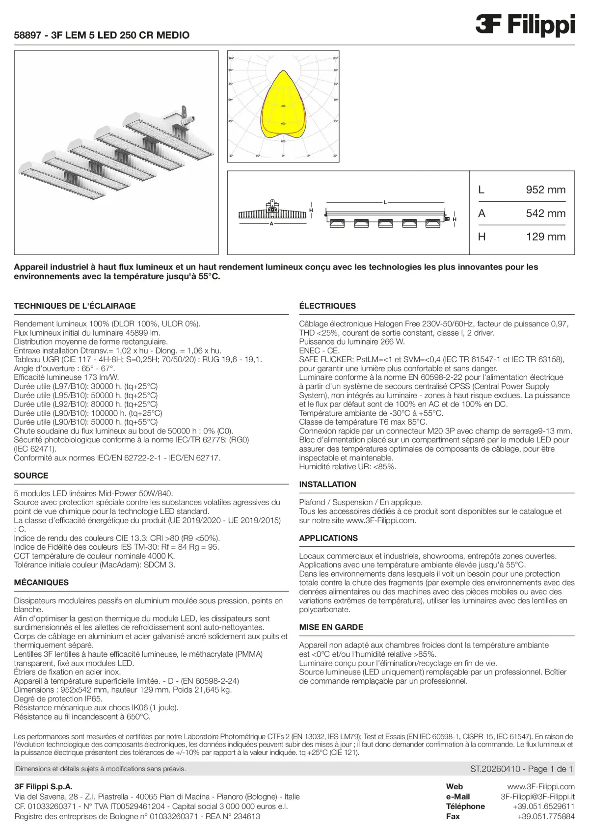58897 - 3F LEM 5 LED 250 CR MEDIO - Datasheet - fr