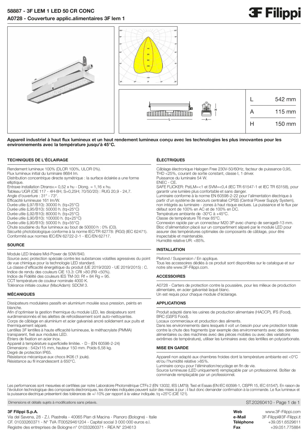 58887+A0728 - 3F LEM 1 LED 50 CR CONC + FOOD - Datasheet - fr