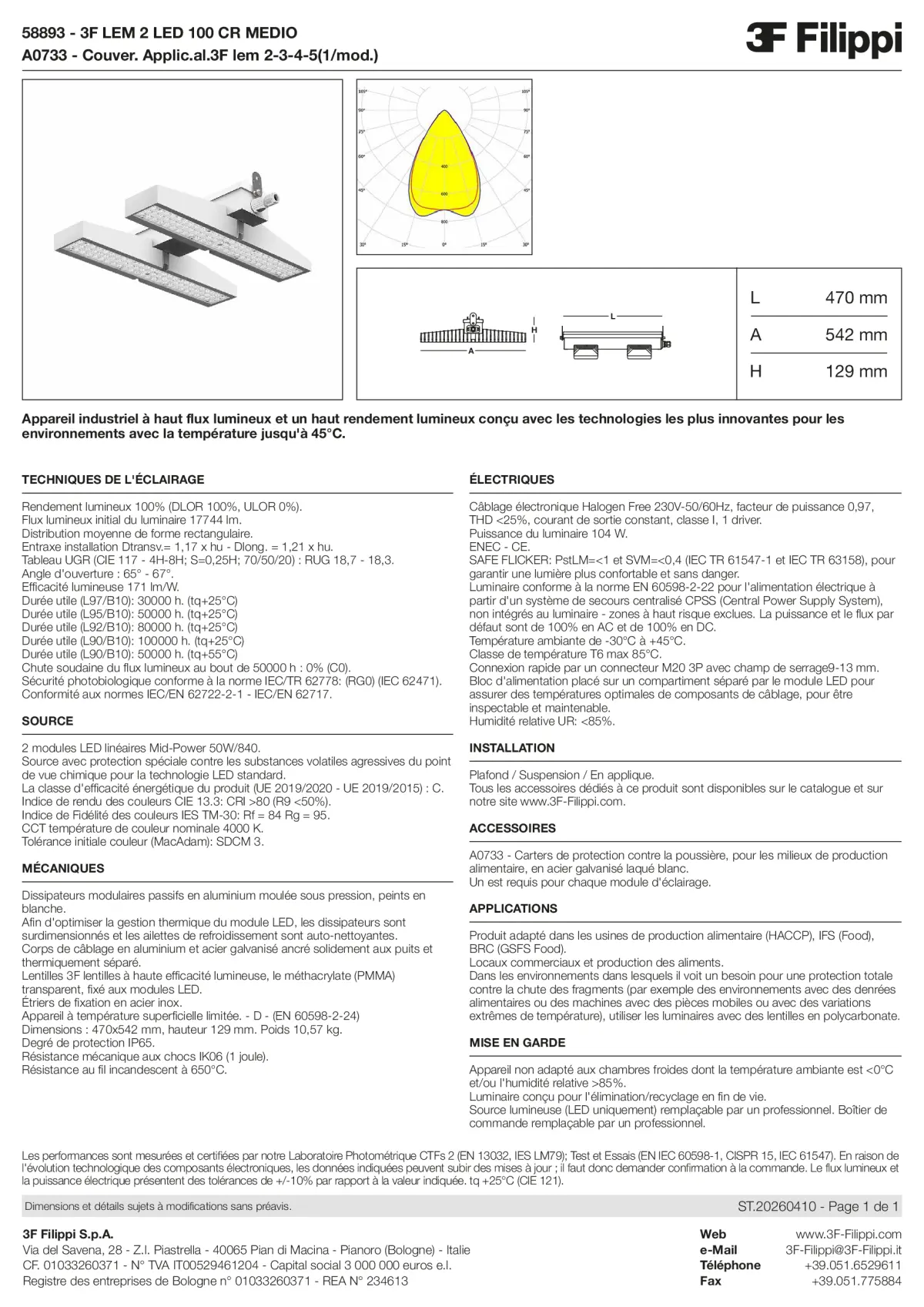 58893+A0733 - 3F LEM 2 LED 100 CR MEDIO + FOOD - Datasheet - fr