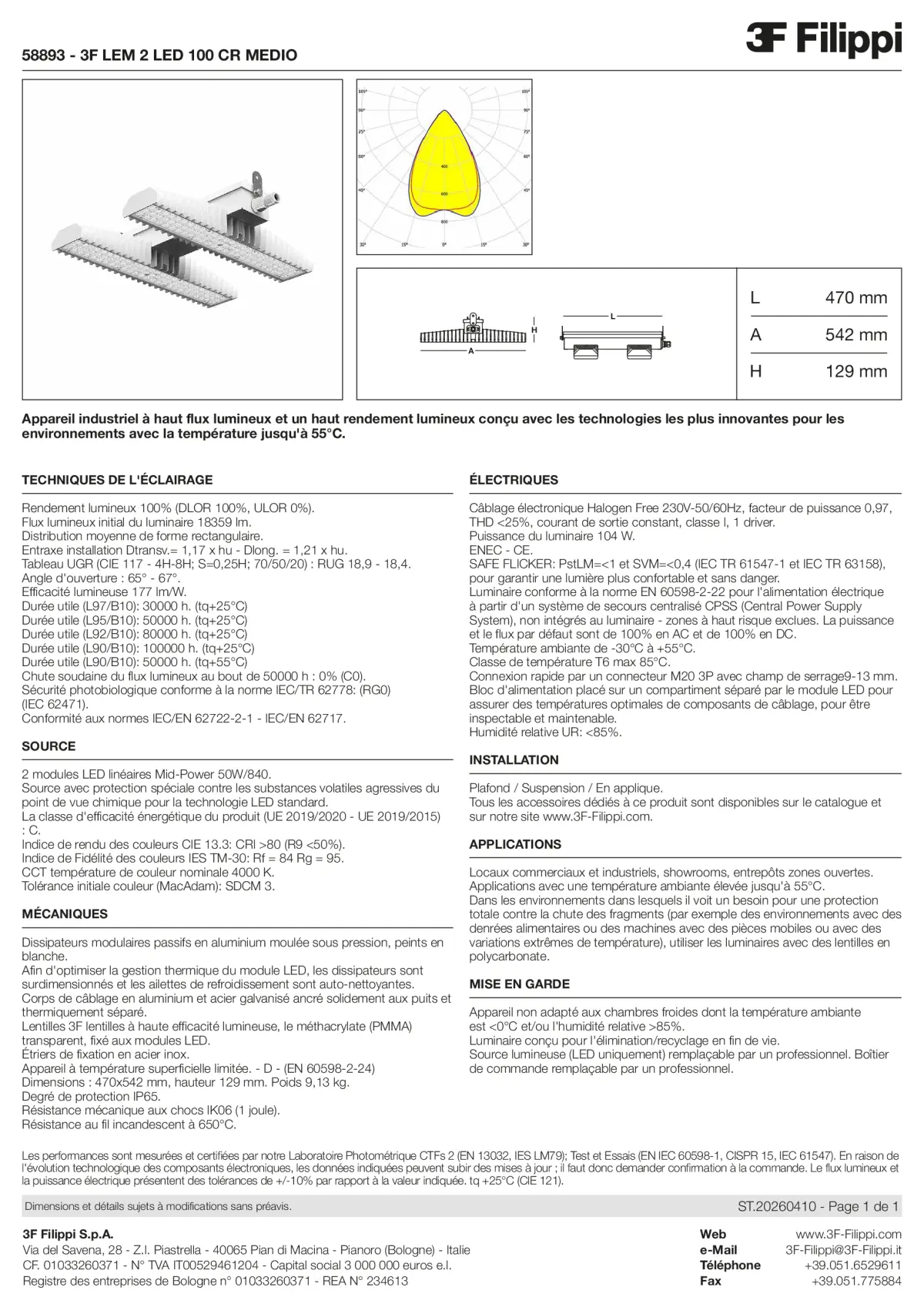 58893 - 3F LEM 2 LED 100 CR MEDIO - Datasheet - fr