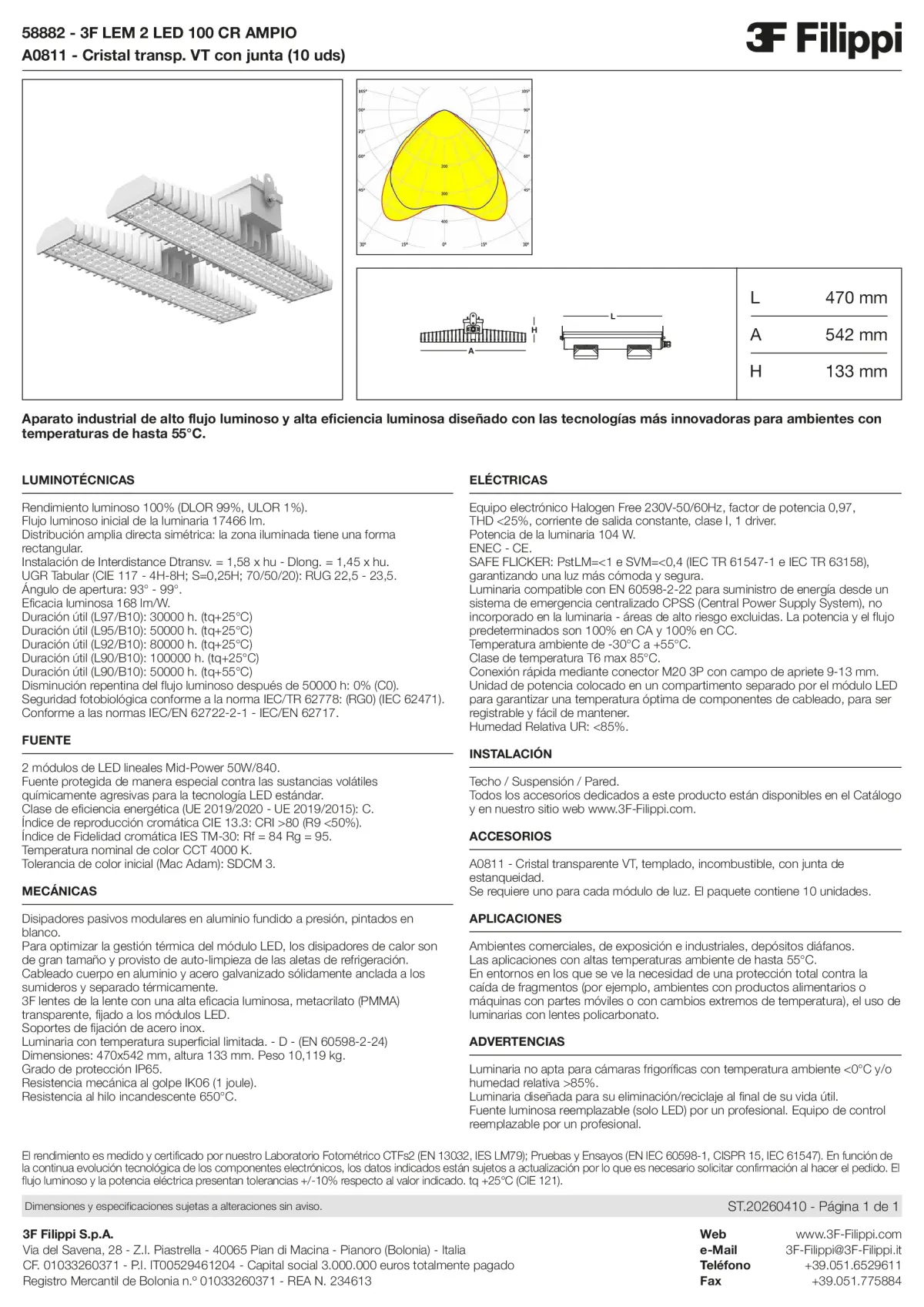 58882+A0811 - 3F LEM 2 LED 100 CR AMPIO + VT - Datasheet - es
