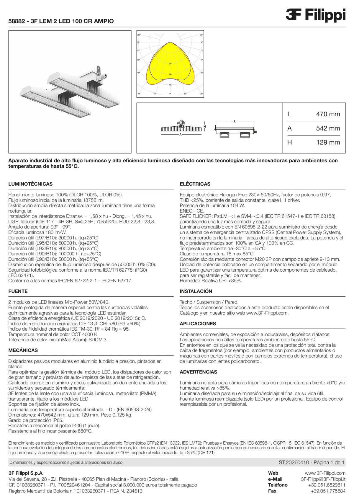 58882 - 3F LEM 2 LED 100 CR AMPIO - Datasheet - es