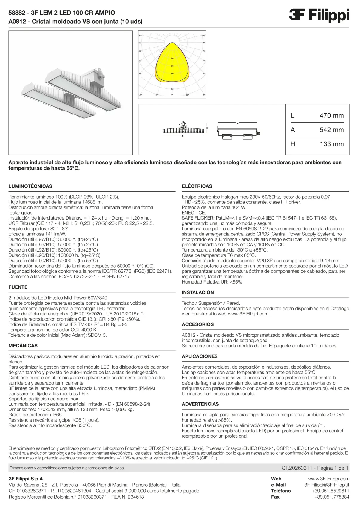 58882+A0812 - 3F LEM 2 LED 100 CR AMPIO + VS - Datasheet - es