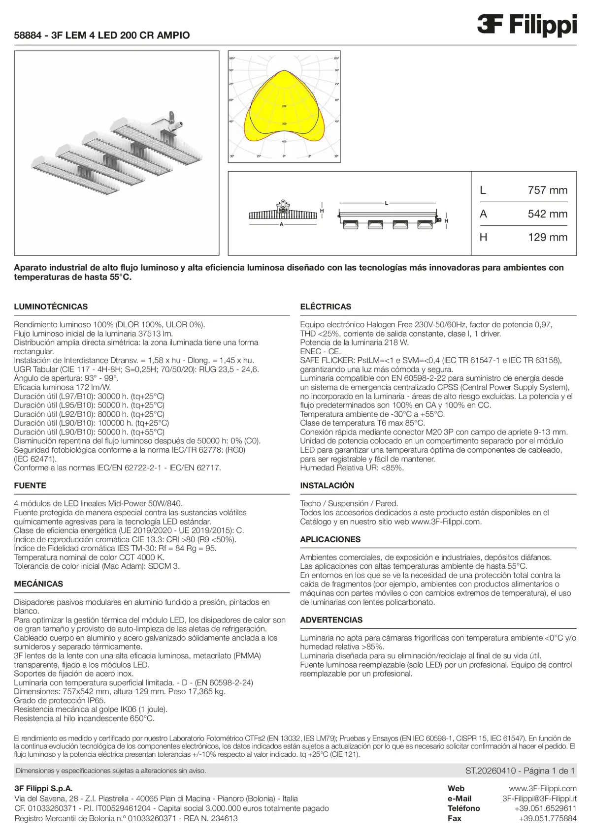 58884 - 3F LEM 4 LED 200 CR AMPIO - Datasheet - es
