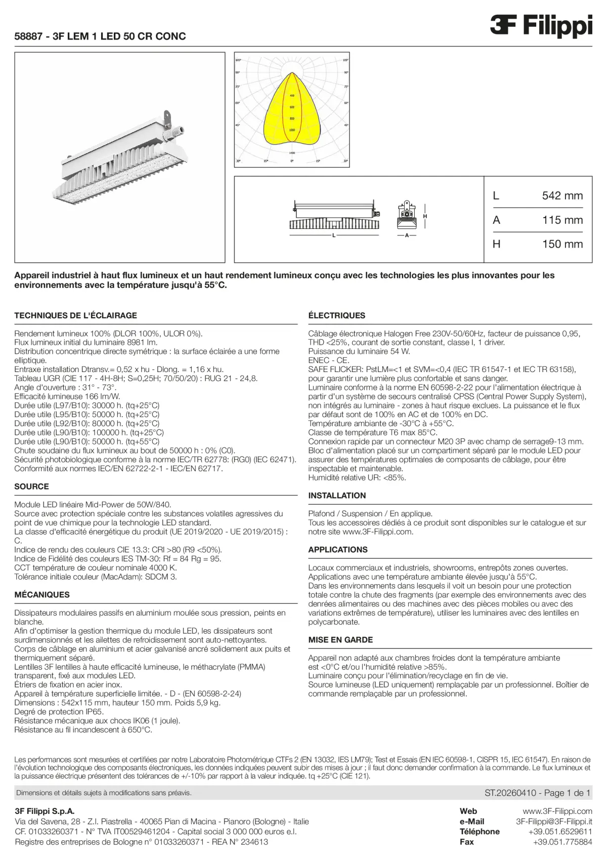 58887 - 3F LEM 1 LED 50 CR CONC - Datasheet - fr