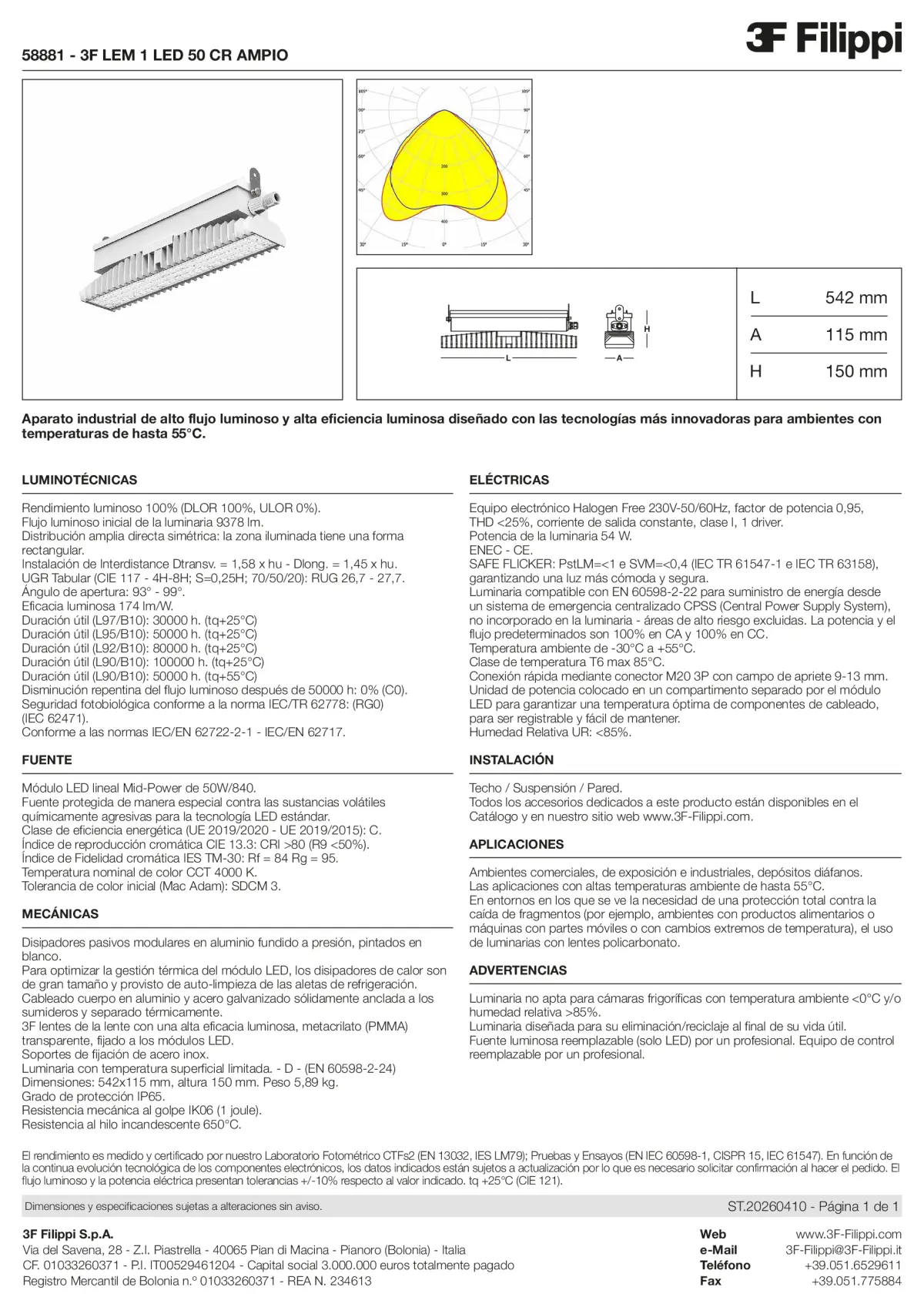58881 - 3F LEM 1 LED 50 CR AMPIO - Datasheet - es
