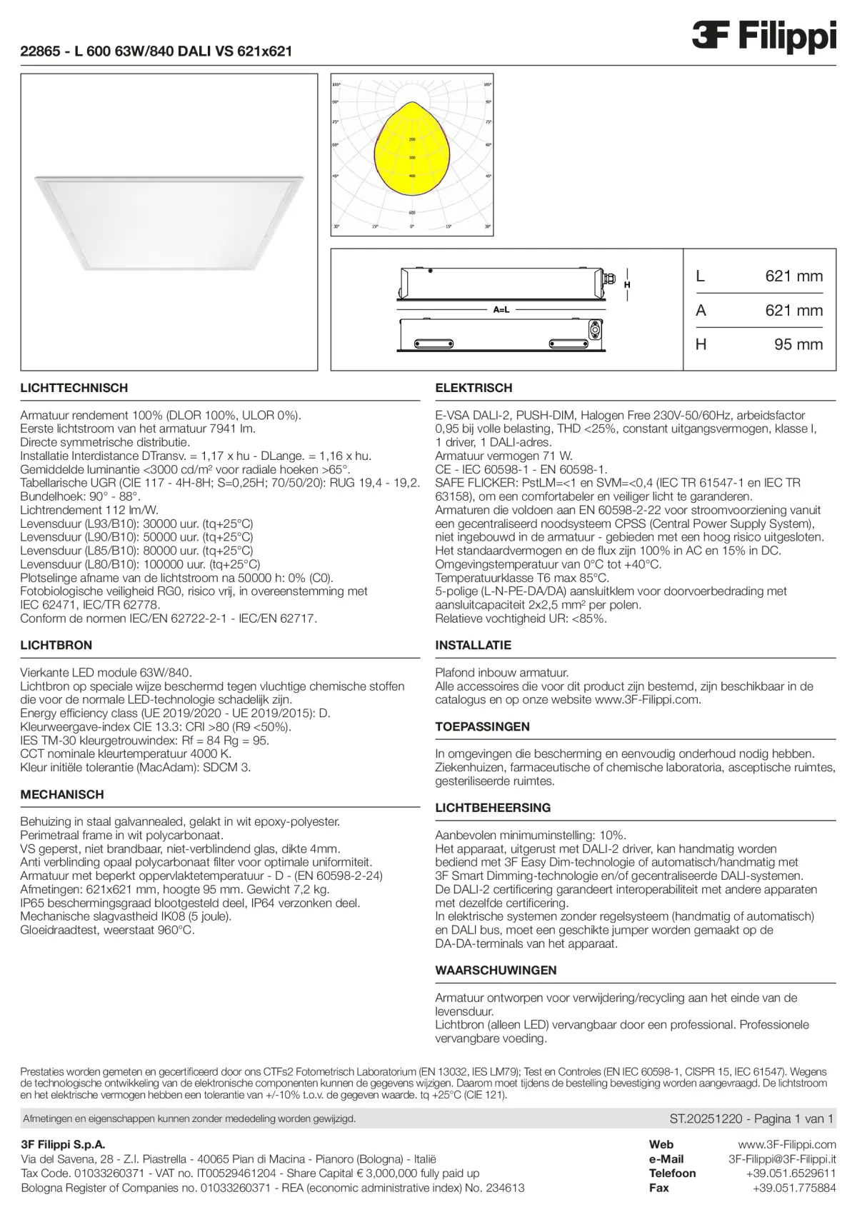 22865 - L 600 63W-840 DALI VS 621x621 - Datasheet - nl