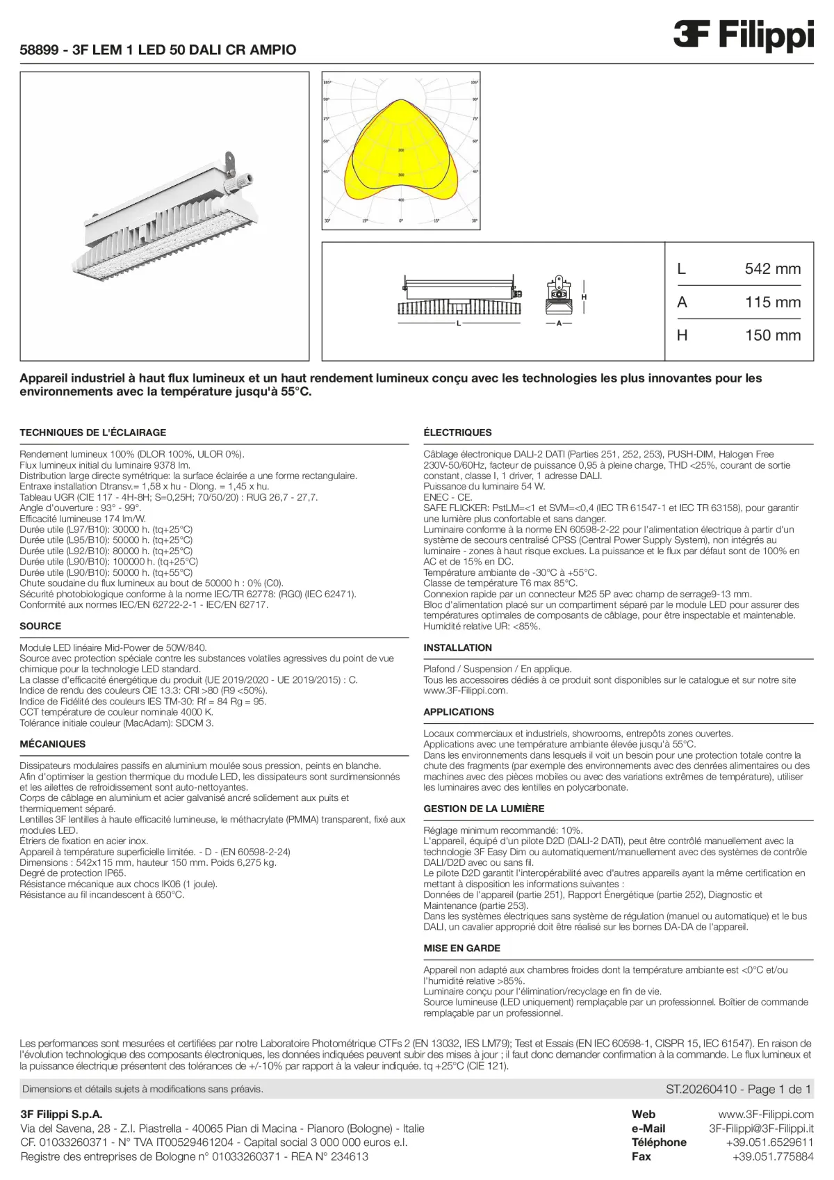 58899 - 3F LEM 1 LED 50 DALI CR AMPIO - Datasheet - fr