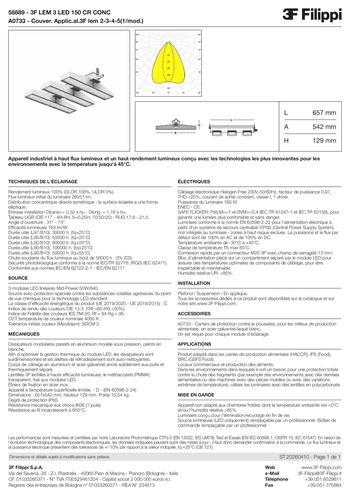 58889+A0733 - 3F LEM 3 LED 150 CR CONC + FOOD - Datasheet - fr