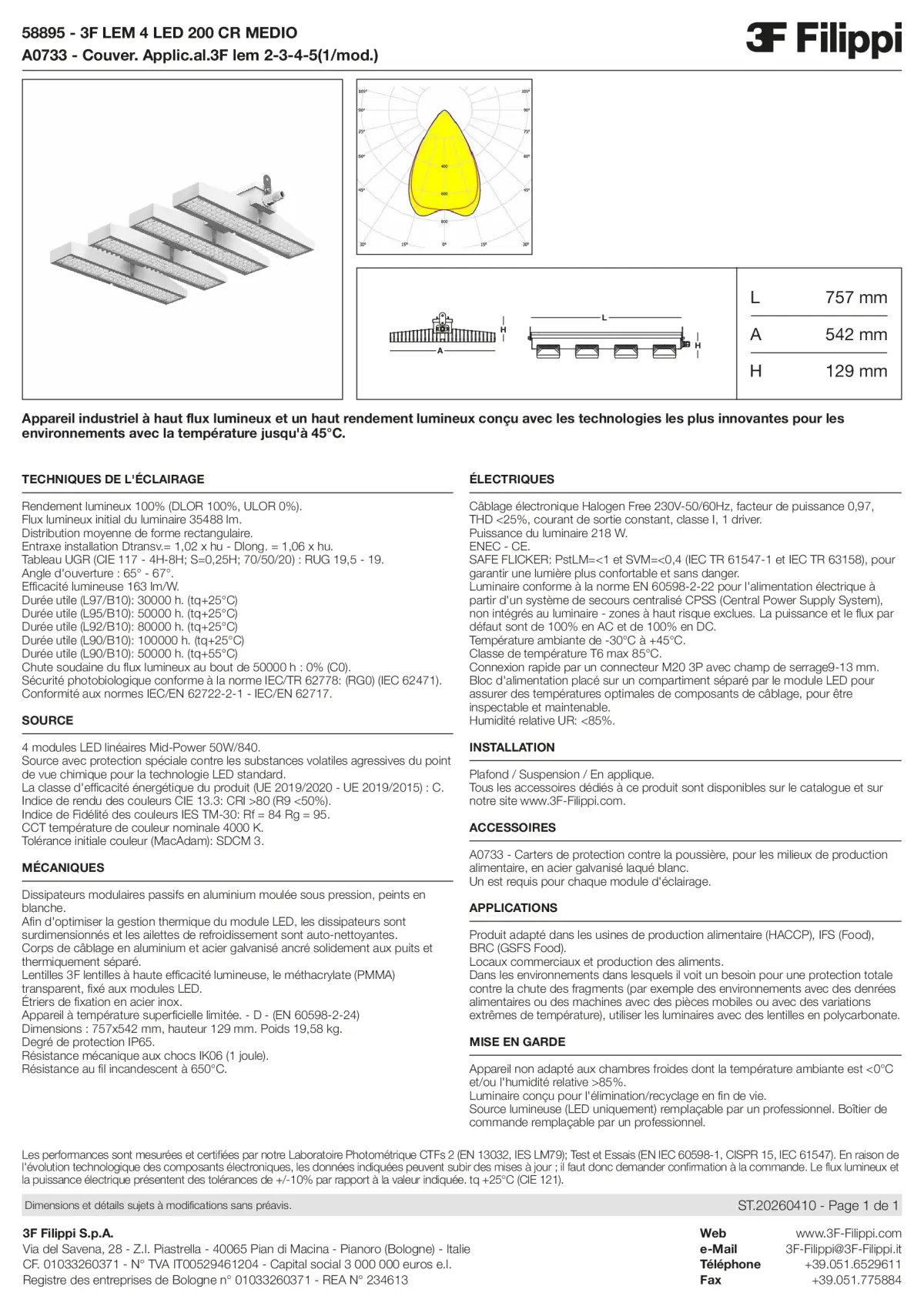 58895+A0733 - 3F LEM 4 LED 200 CR MEDIO + FOOD - Datasheet - fr