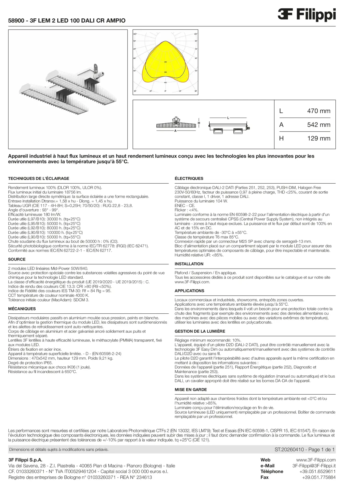 58900 - 3F LEM 2 LED 100 DALI CR AMPIO - Datasheet - fr