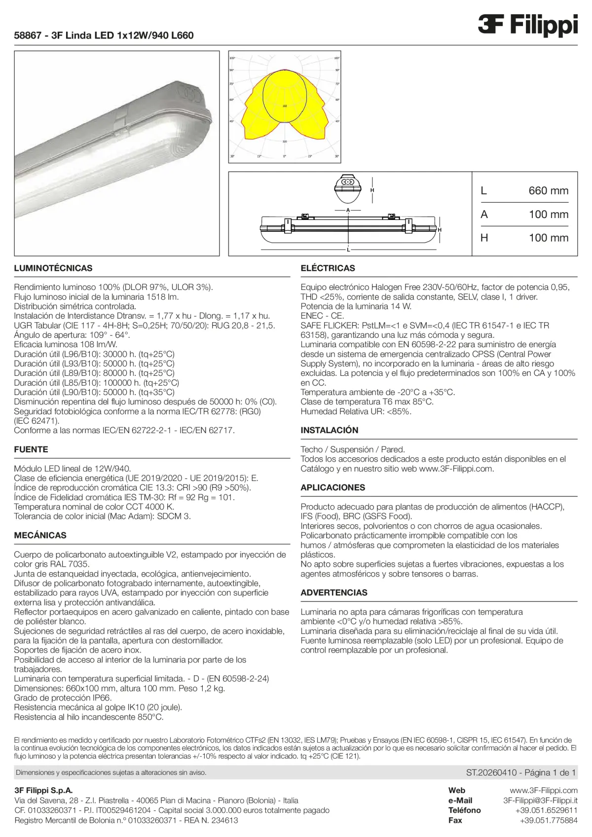 58867 - 3F Linda LED 1x12W-940 L660 - Datasheet - es