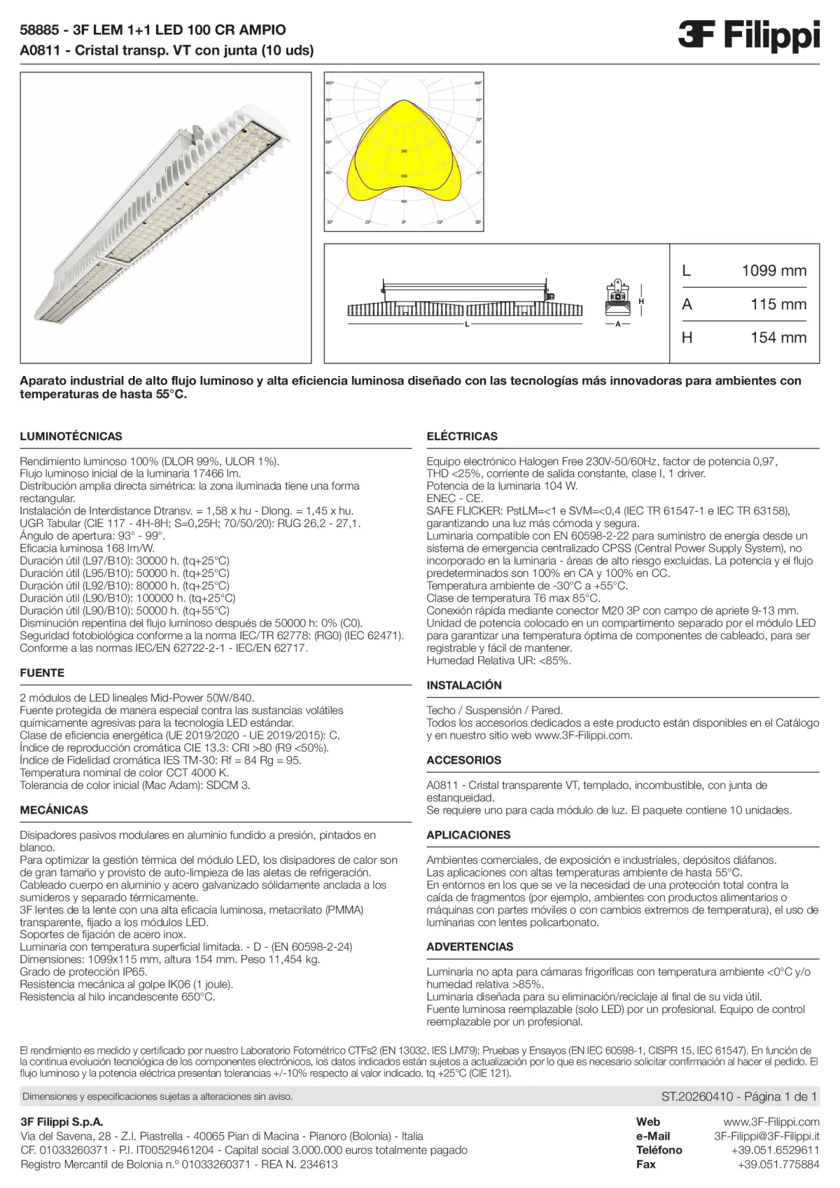 58885+A0811 - 3F LEM 1+1 LED 100 CR AMPIO + VT - Datasheet - es