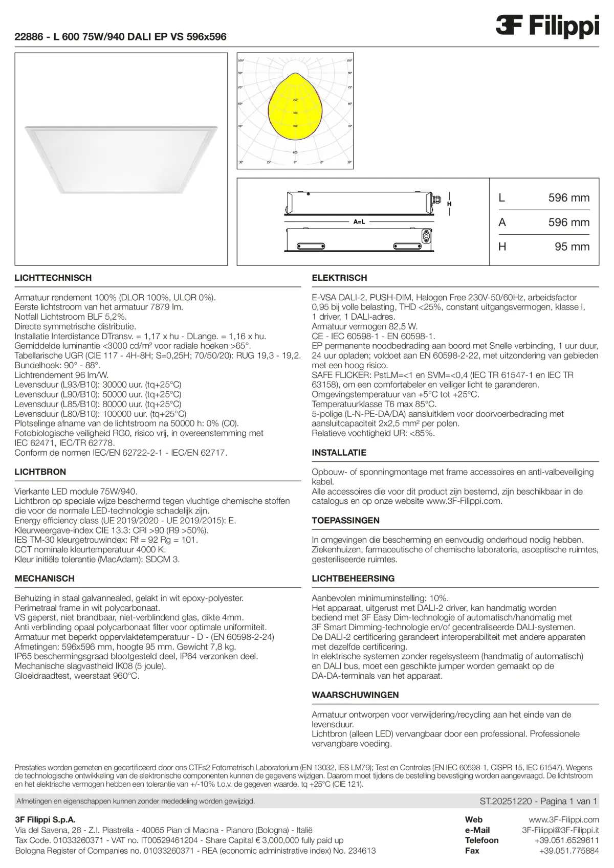 22886 - L 600 75W-940 DALI EP VS 596x596 - Datasheet - nl