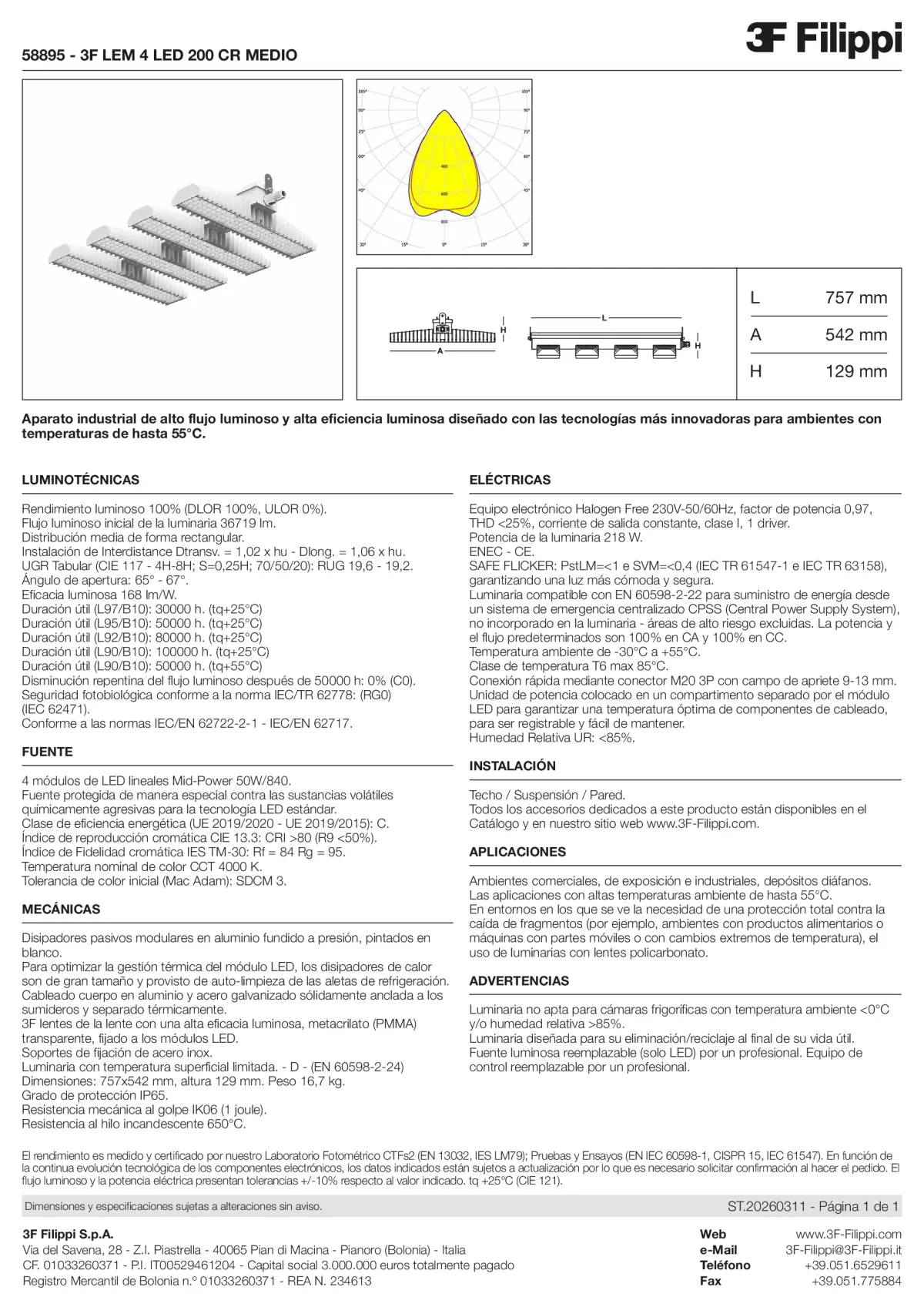 58895 - 3F LEM 4 LED 200 CR MEDIO - Datasheet - es