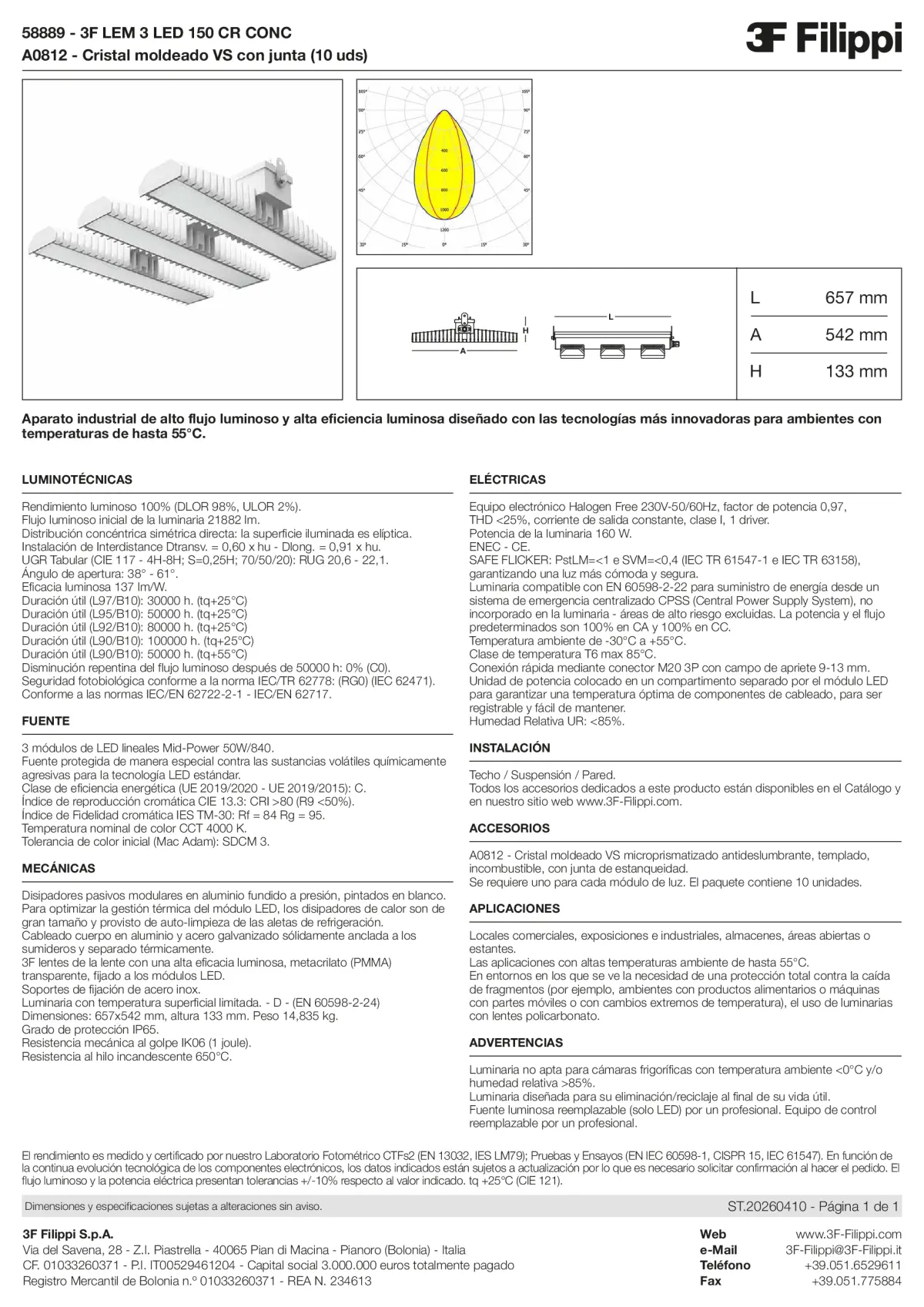 58889+A0812 - 3F LEM 3 LED 150 CR CONC + VS - Datasheet - es