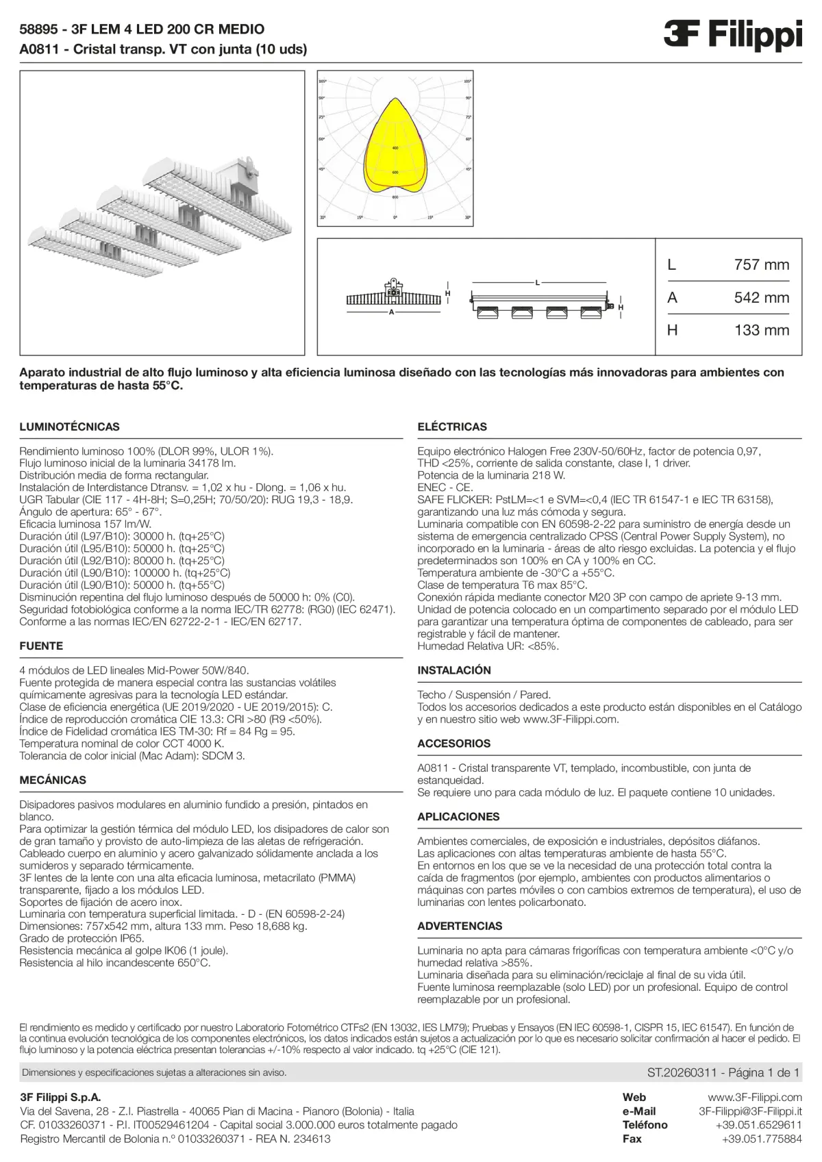 58895+A0811 - 3F LEM 4 LED 200 CR MEDIO + VT - Datasheet - es