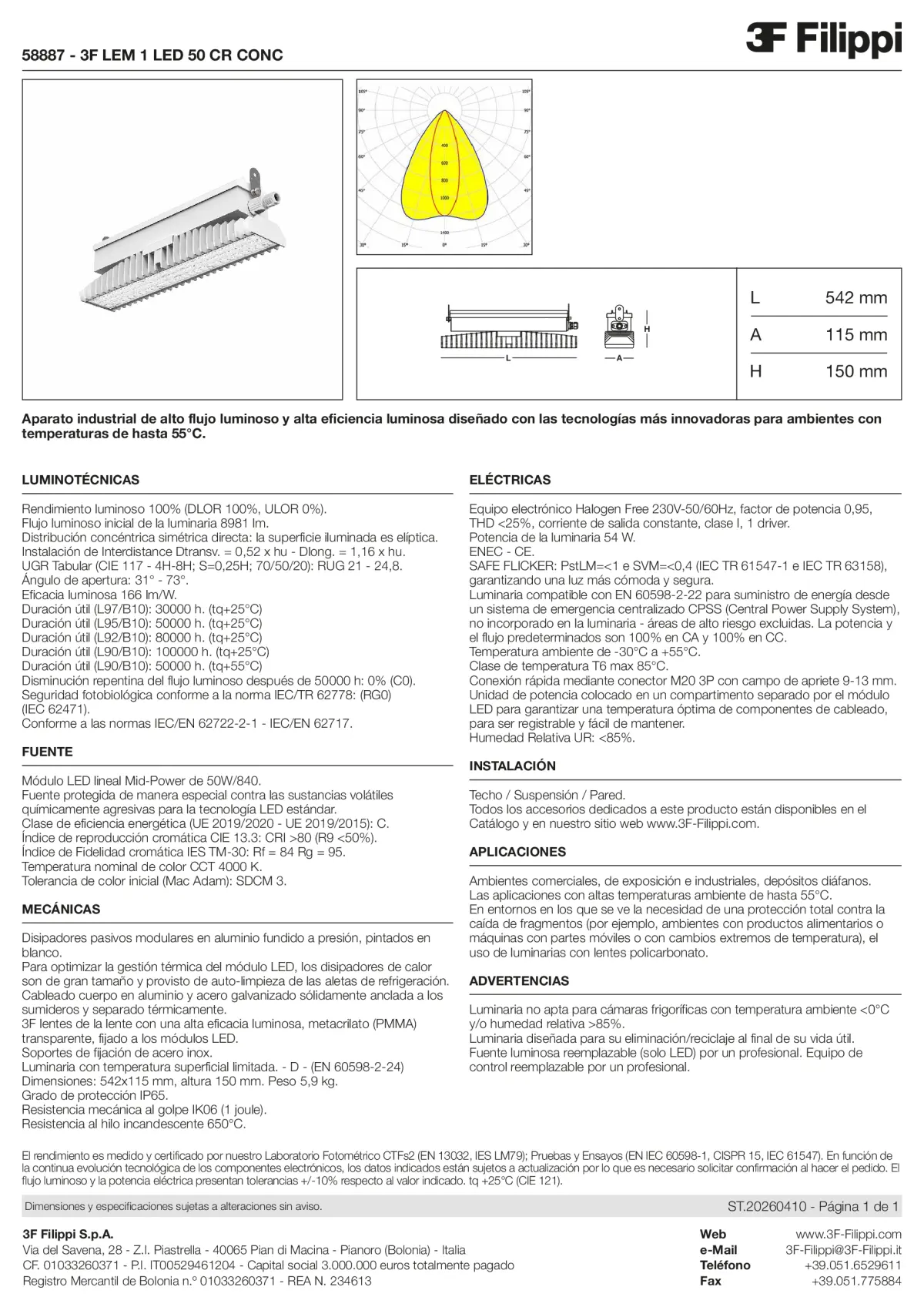 58887 - 3F LEM 1 LED 50 CR CONC - Datasheet - es