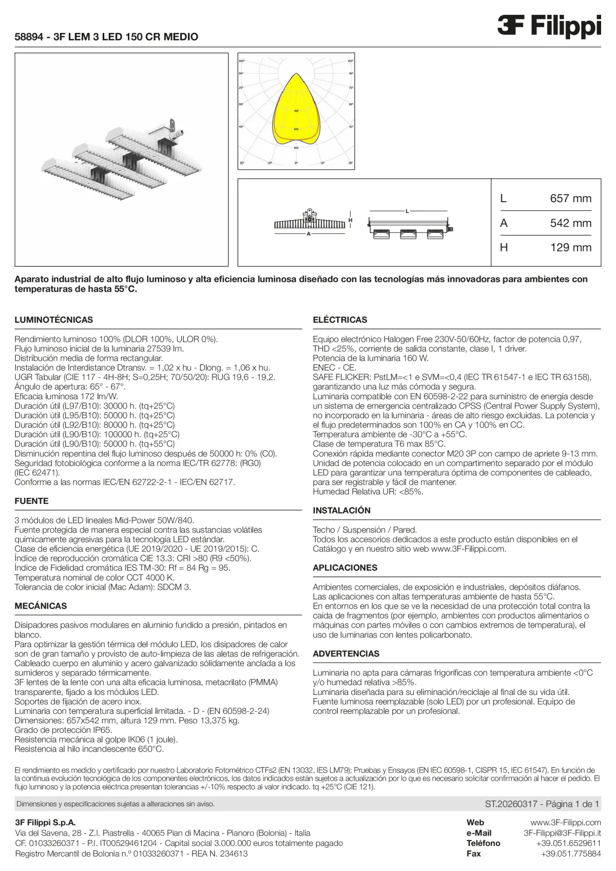 58894 - 3F LEM 3 LED 150 CR MEDIO - Datasheet - es