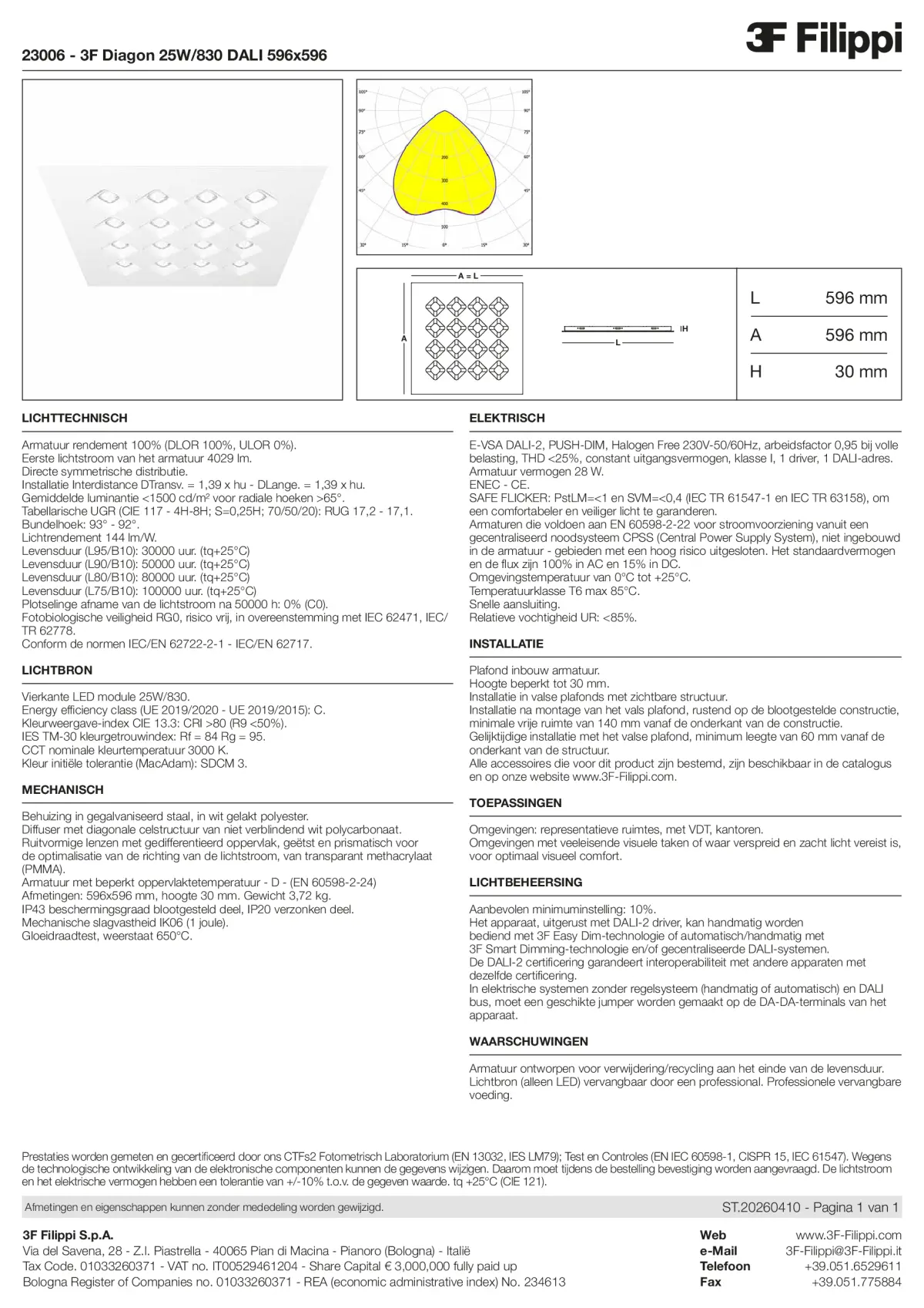 23006 - 3F Diagon 25W-830 DALI 596x596 - Datasheet - nl