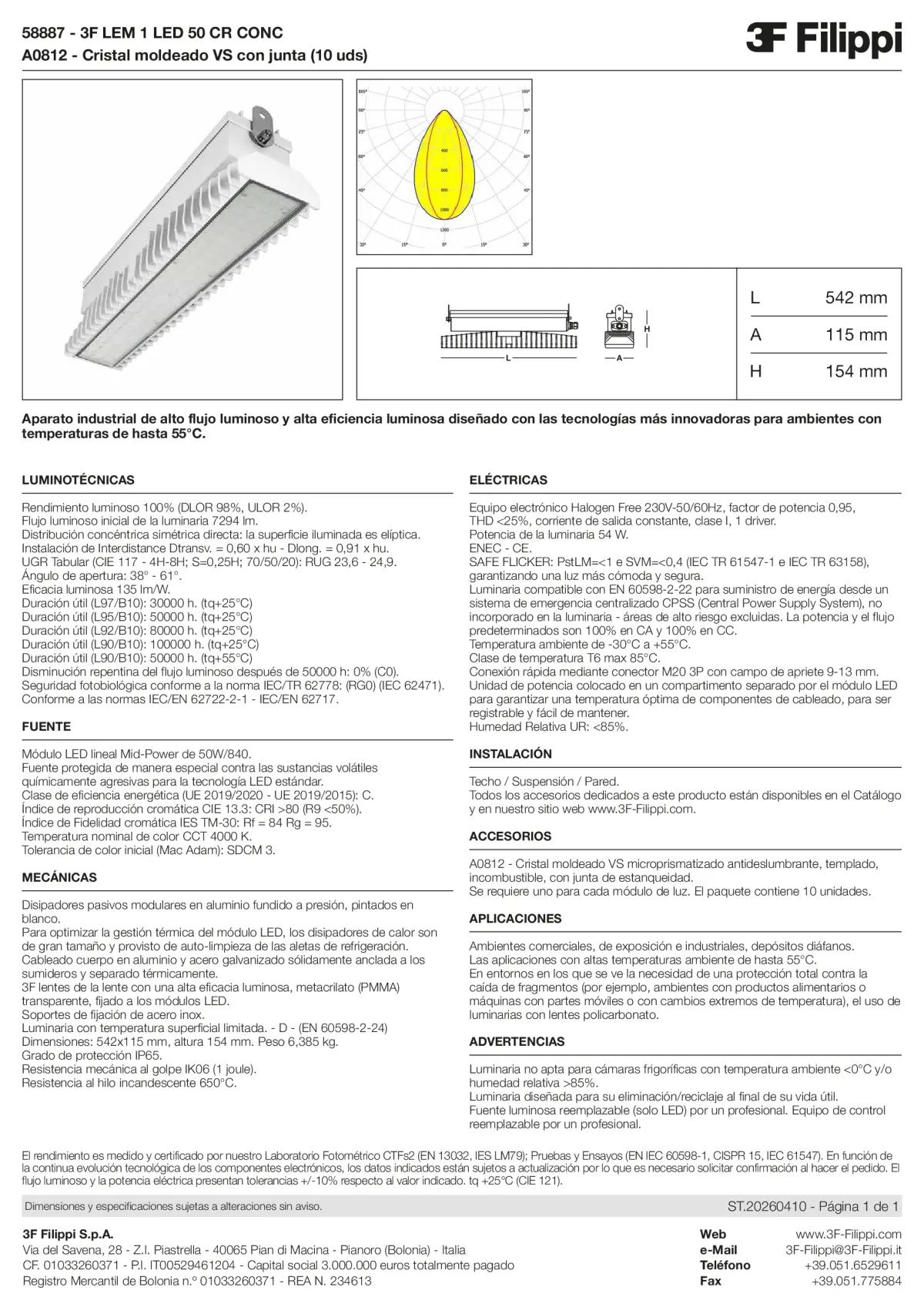 58887+A0812 - 3F LEM 1 LED 50 CR CONC + VS - Datasheet - es