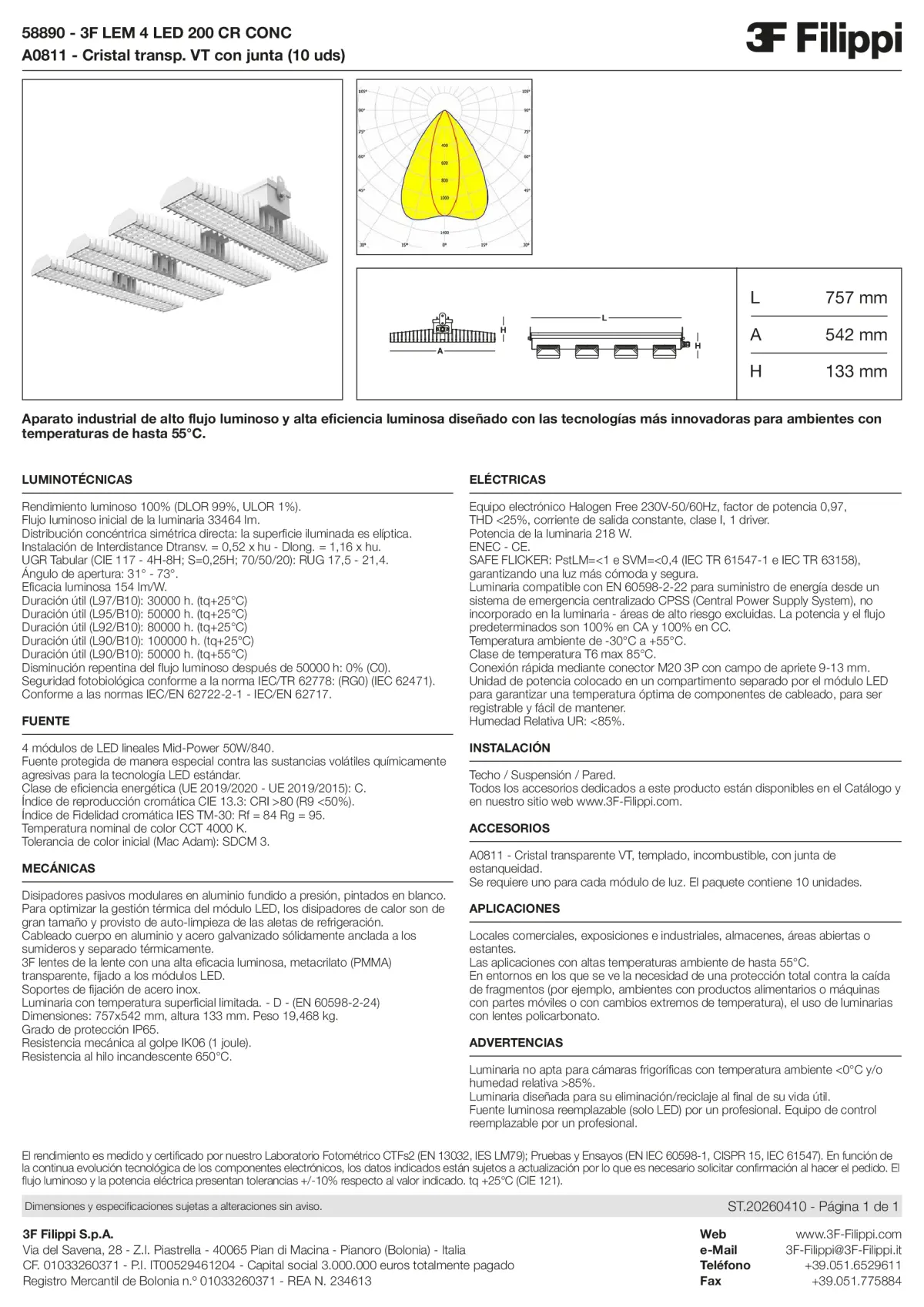 58890+A0811 - 3F LEM 4 LED 200 CR CONC + VT - Datasheet - es