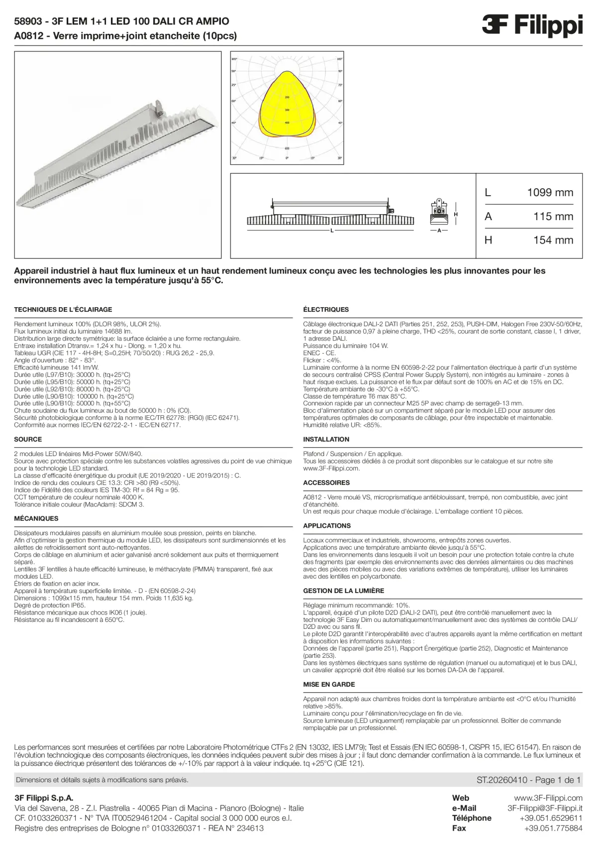 58903+A0812 - 3F LEM 1+1 LED 100 DALI CR AMPIO + VS - Datasheet - fr