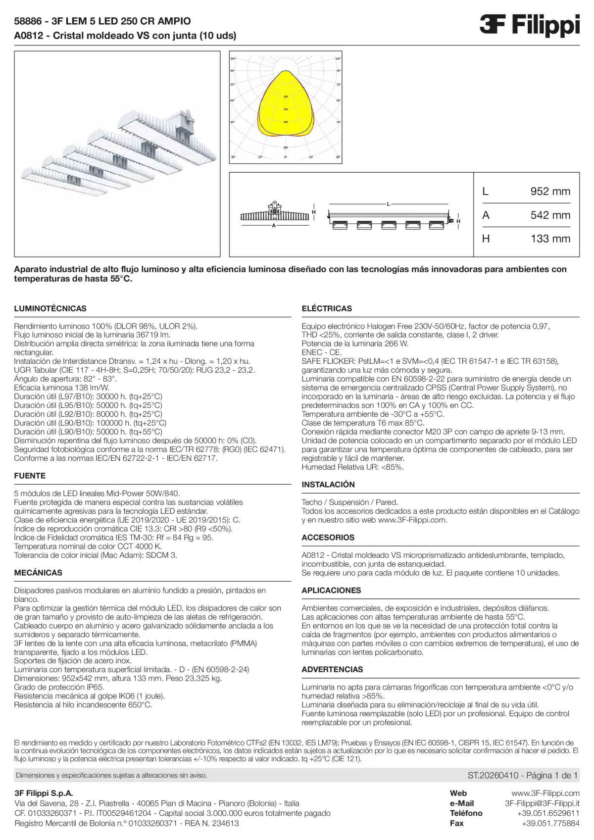 58886+A0812 - 3F LEM 5 LED 250 CR AMPIO + VS - Datasheet - es